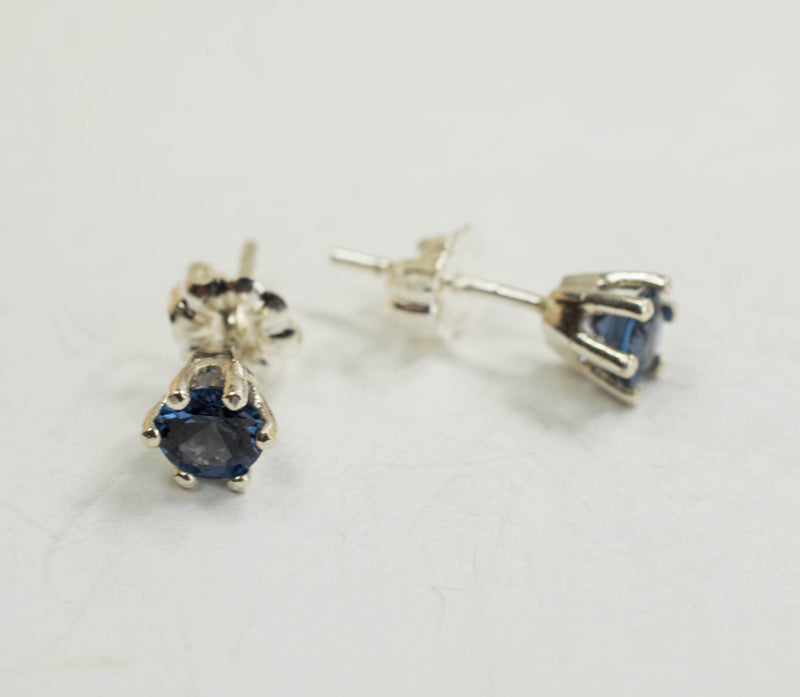 Blue Spinel Sterling Silver Earrings; Genuine Untreated Sri Lanka Spinel