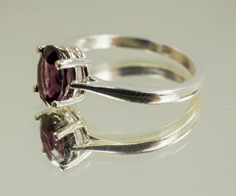 Pink Spinel Sterling Silver Ring; Genuine Untreated Sri Lankan Spinel