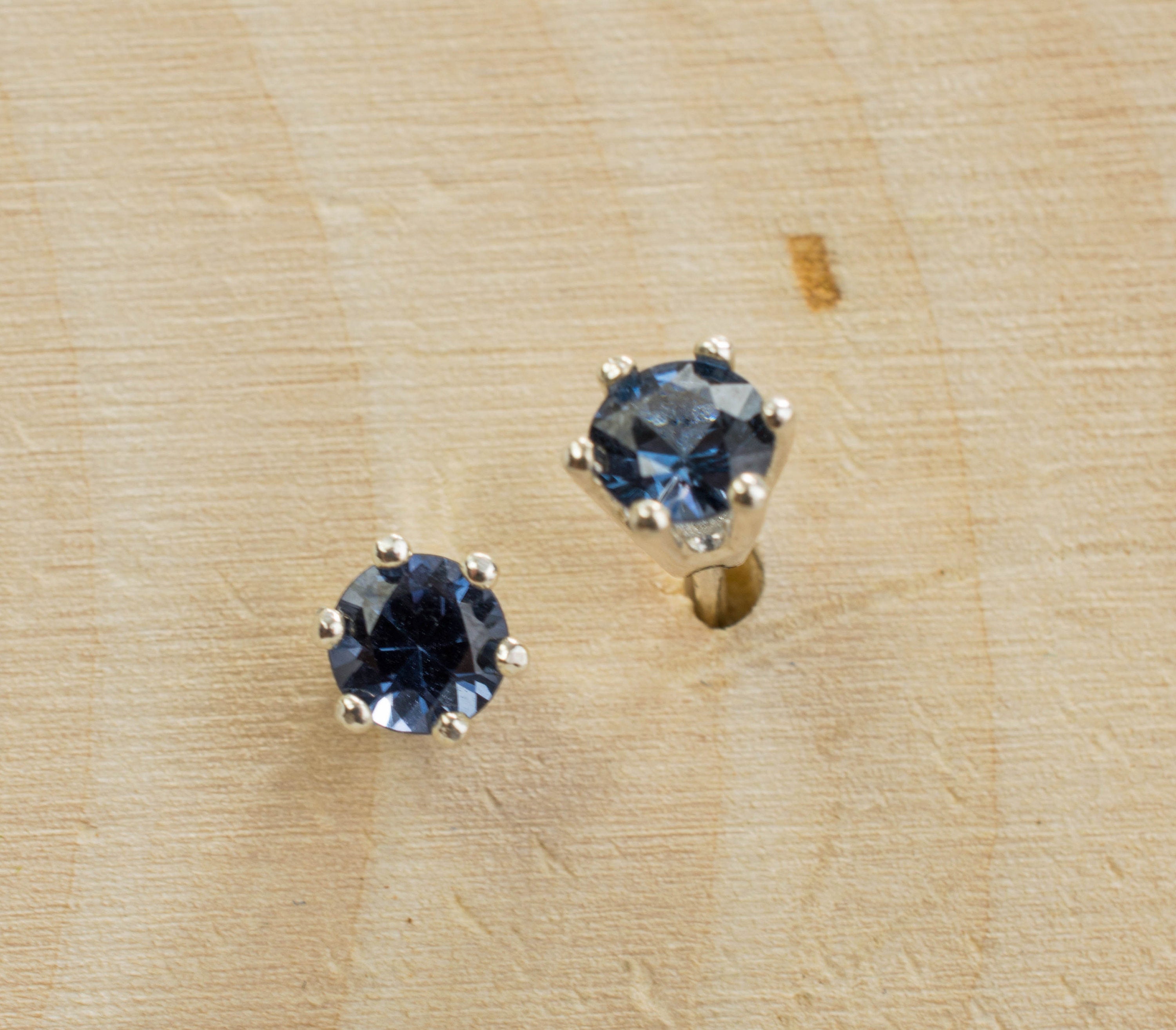 Blue Spinel Sterling Silver Earrings; Genuine Untreated Sri Lanka Spinel - Mark Oliver Gems