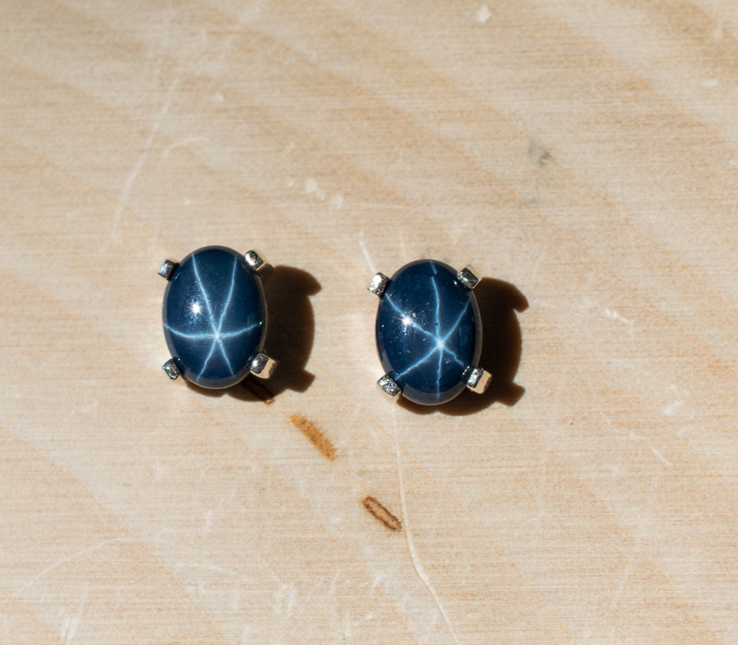 Natural star sapphire deals earrings