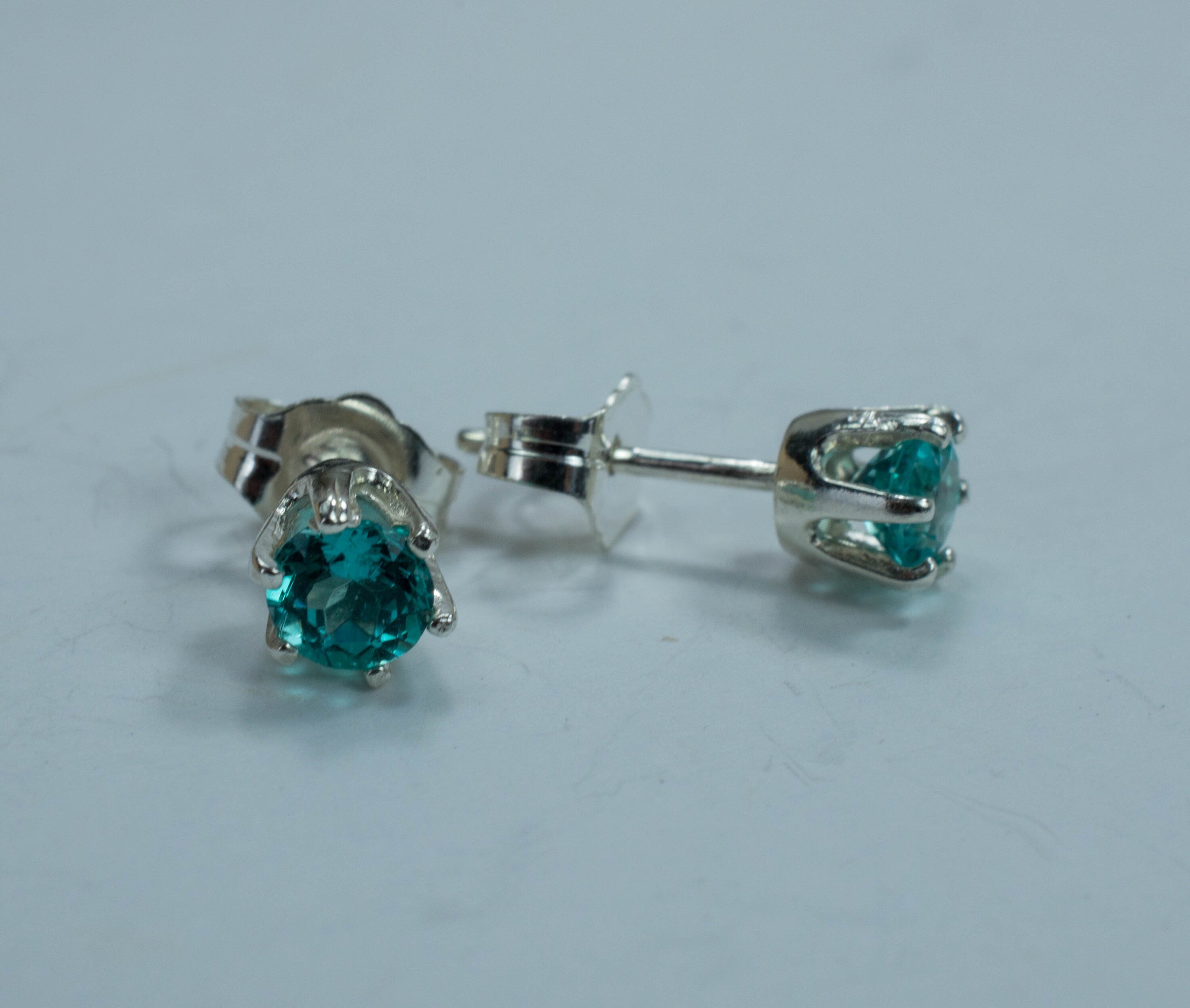 Apatite Sterling Silver Earrings; Genuine Untreated Brazilian Blue Apatite; Apatite Jewelry - Mark Oliver Gems