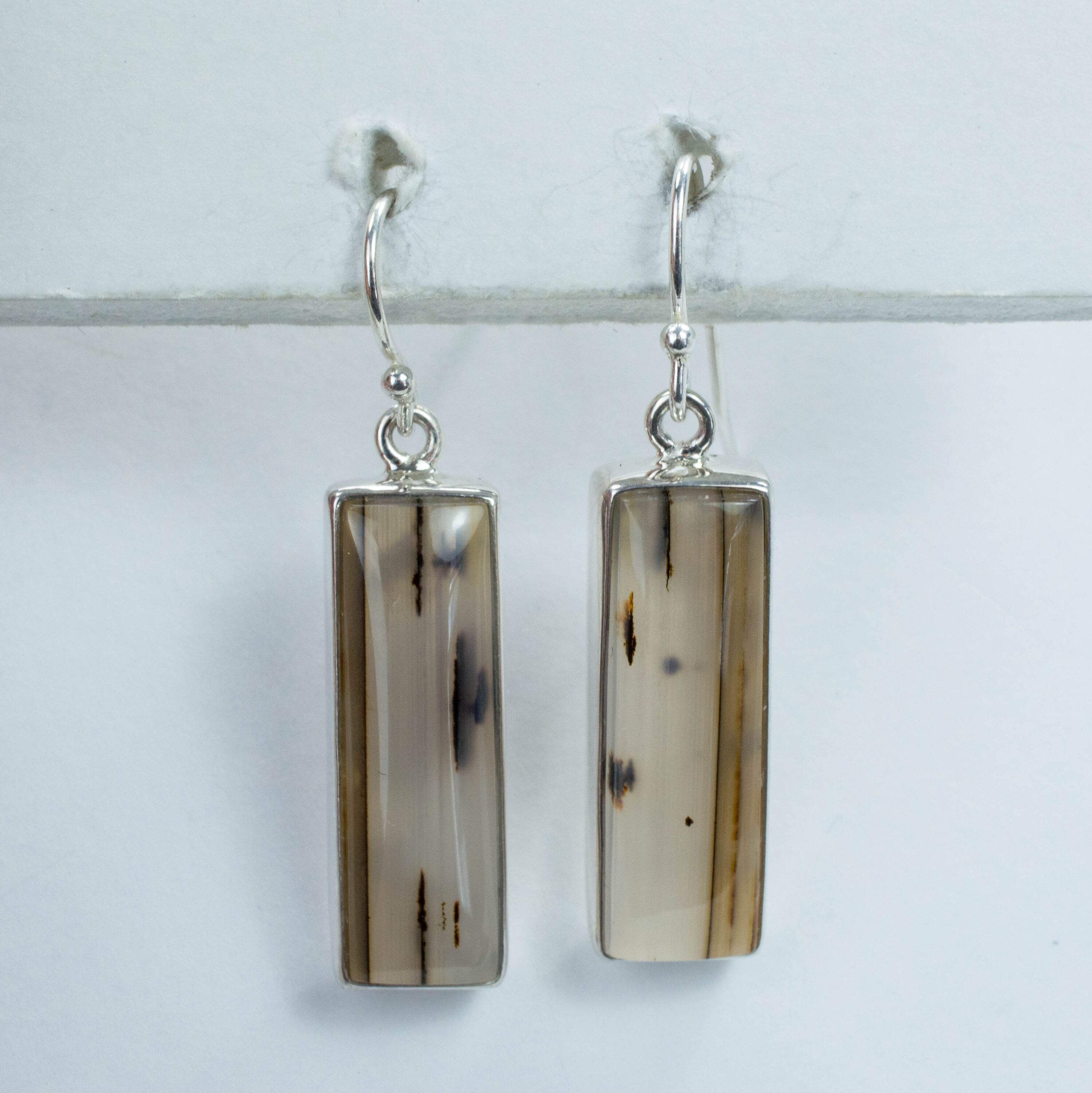 Montana Moss Agate Sterling Silver Earrings, Genuine Untreated Agate - Mark Oliver Gems