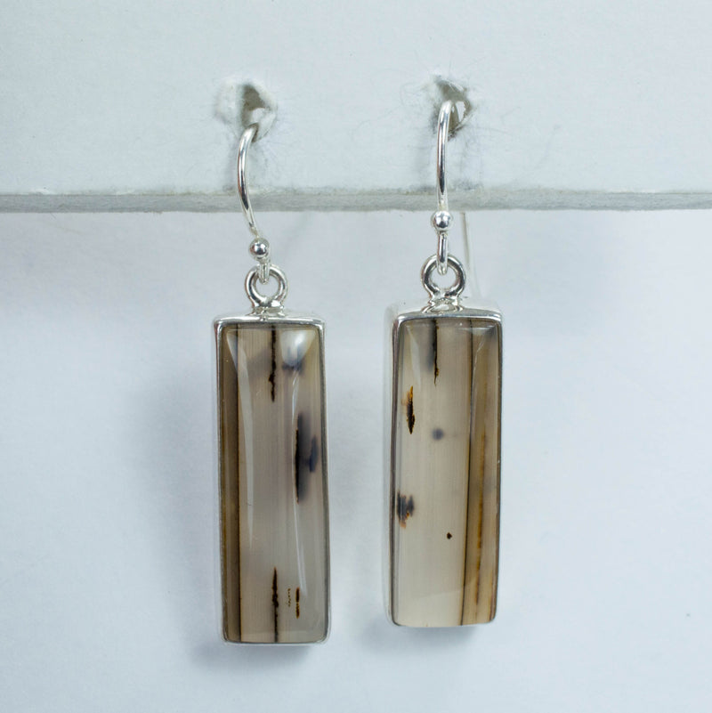 Montana Moss Agate Sterling Silver Earrings, Genuine Untreated Agate
