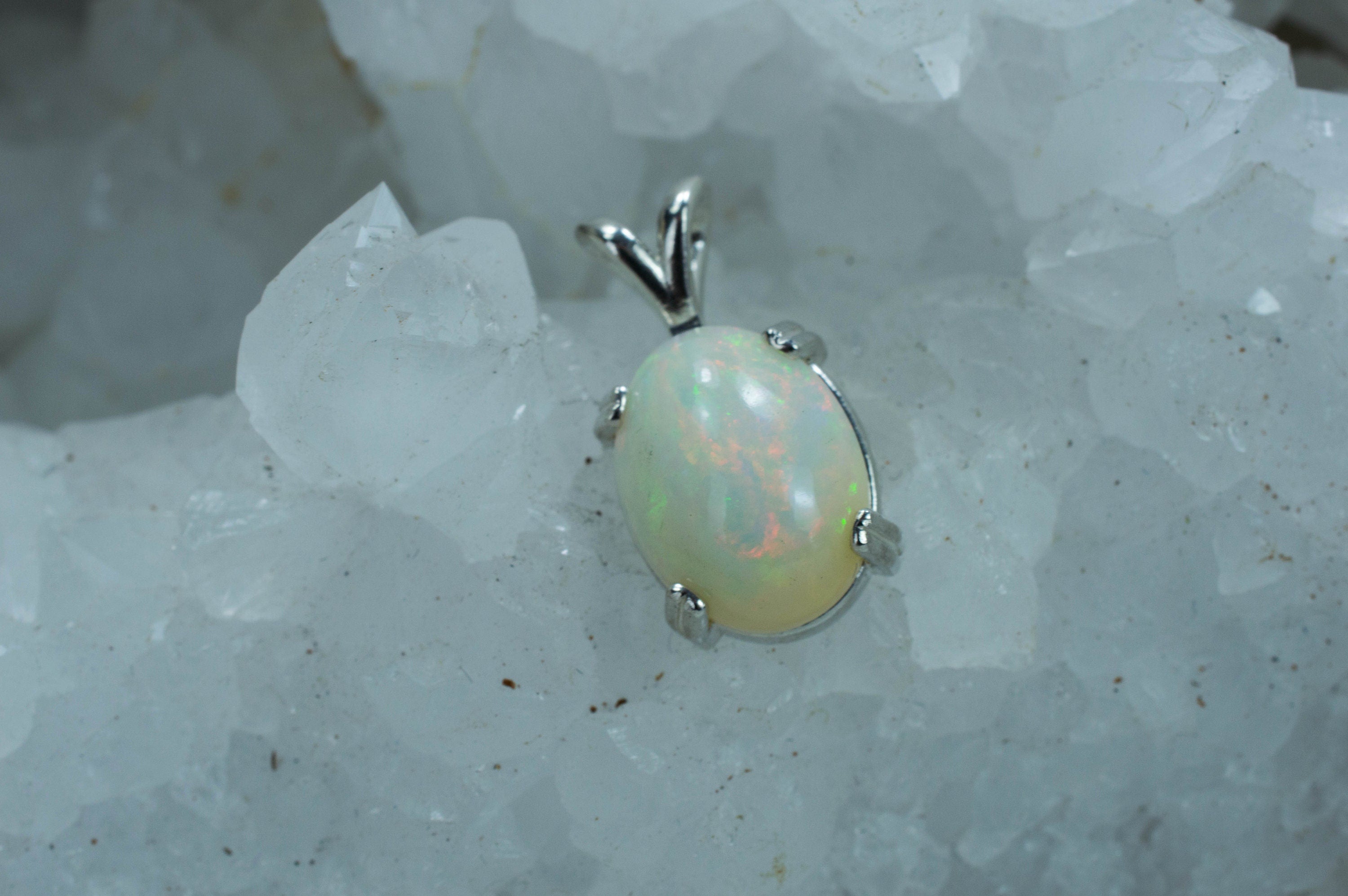 Ethiopian Welo Opal Sterling Silver Pendant, Genuine Untreated Ethiopian Opal; Opal Jewelry - Mark Oliver Gems