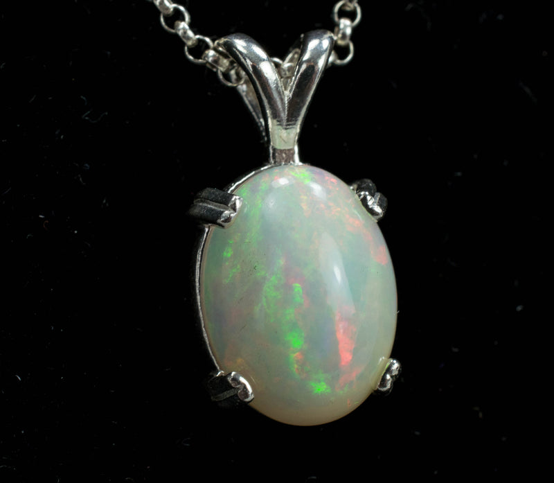 Ethiopian Welo Opal Sterling Silver Pendant, Genuine Untreated Ethiopian Opal; Opal Jewelry