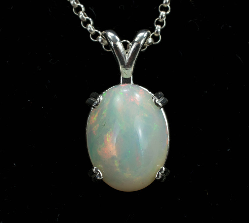 Ethiopian Welo Opal Sterling Silver Pendant, Genuine Untreated Ethiopian Opal; Opal Jewelry