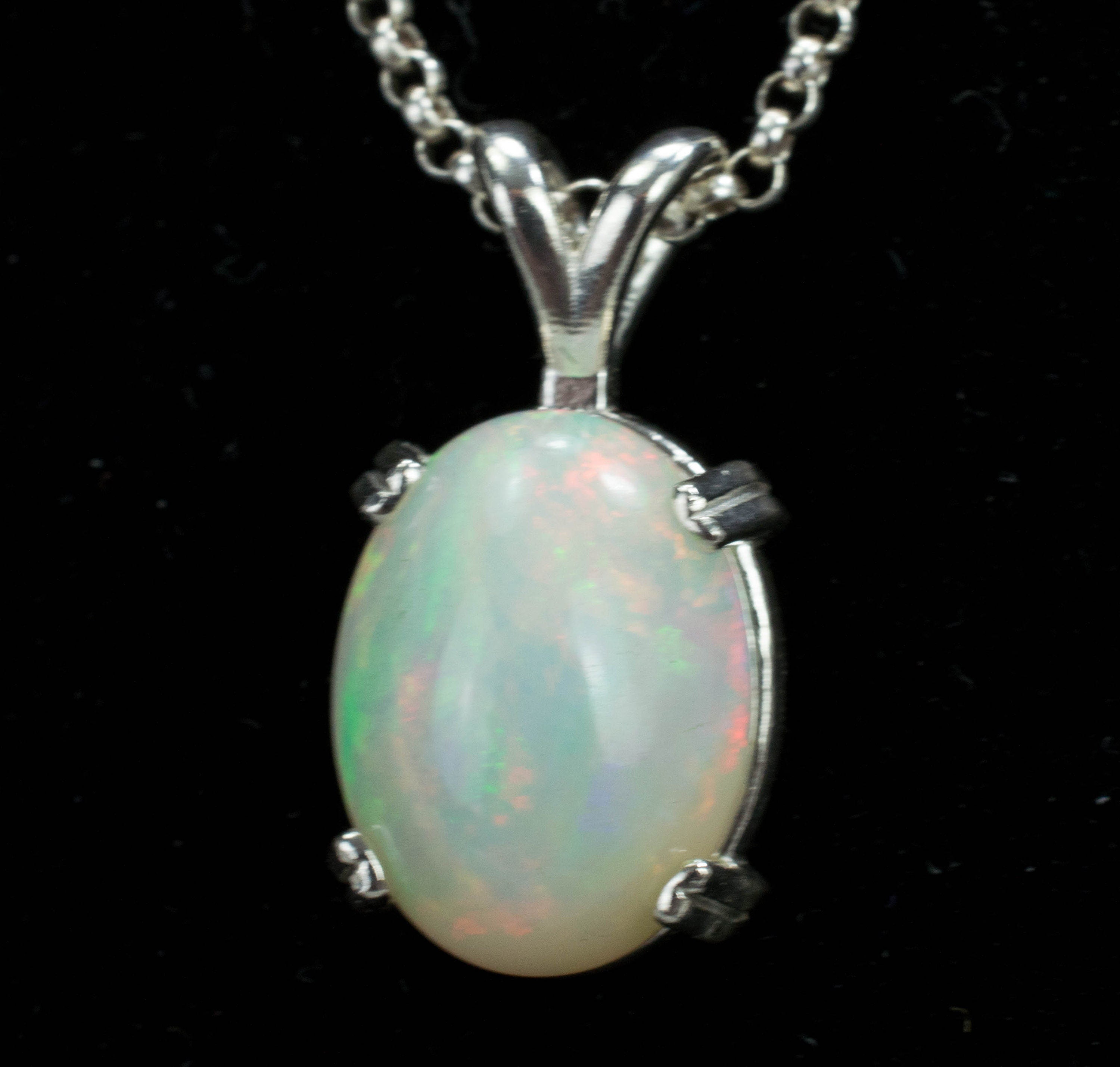 Ethiopian Welo Opal Sterling Silver Pendant, Genuine Untreated Ethiopian Opal; Opal Jewelry - Mark Oliver Gems