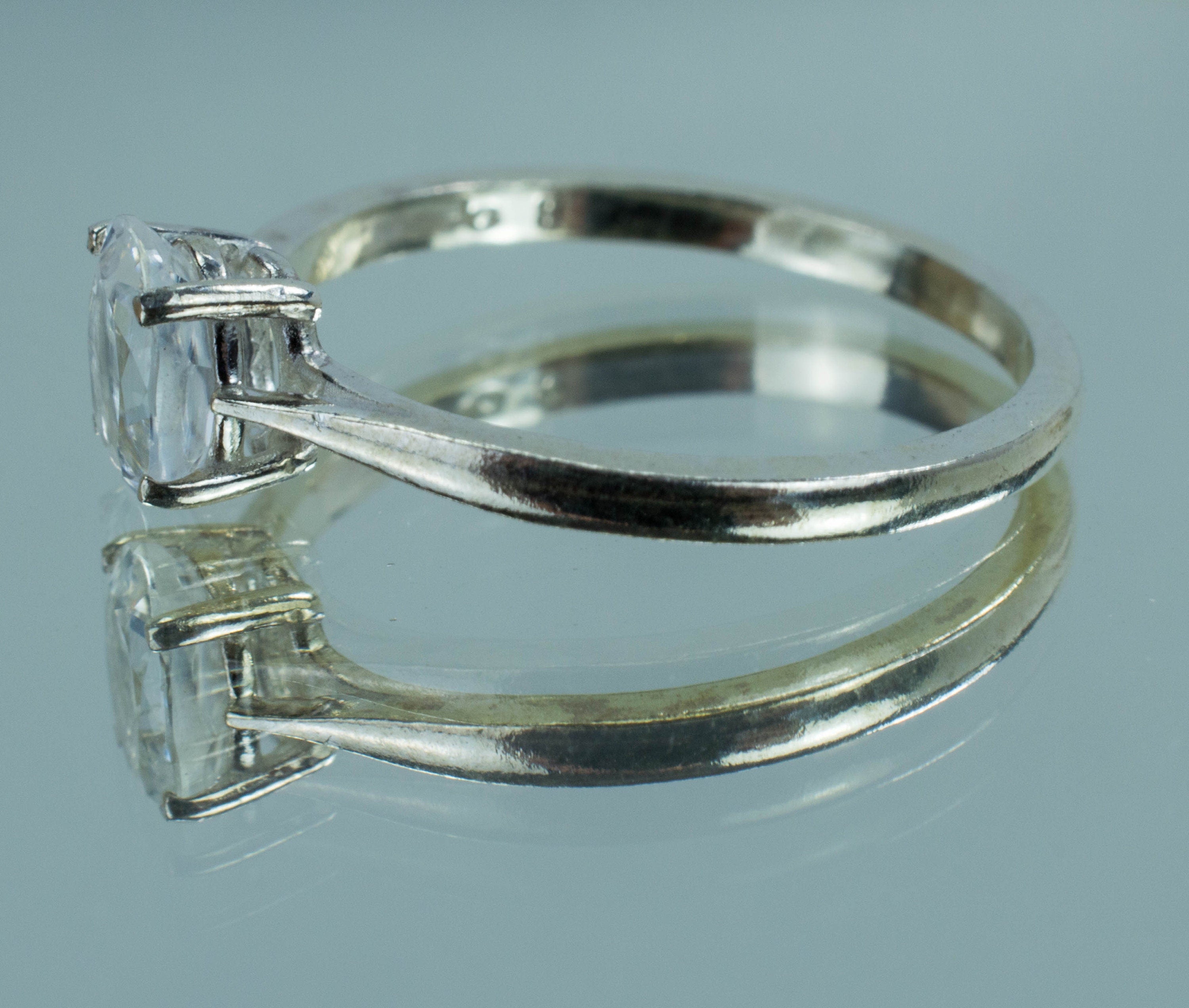White Zircon Sterling Silver Ring, Genuine Untreated Cambodian Zircon - Mark Oliver Gems