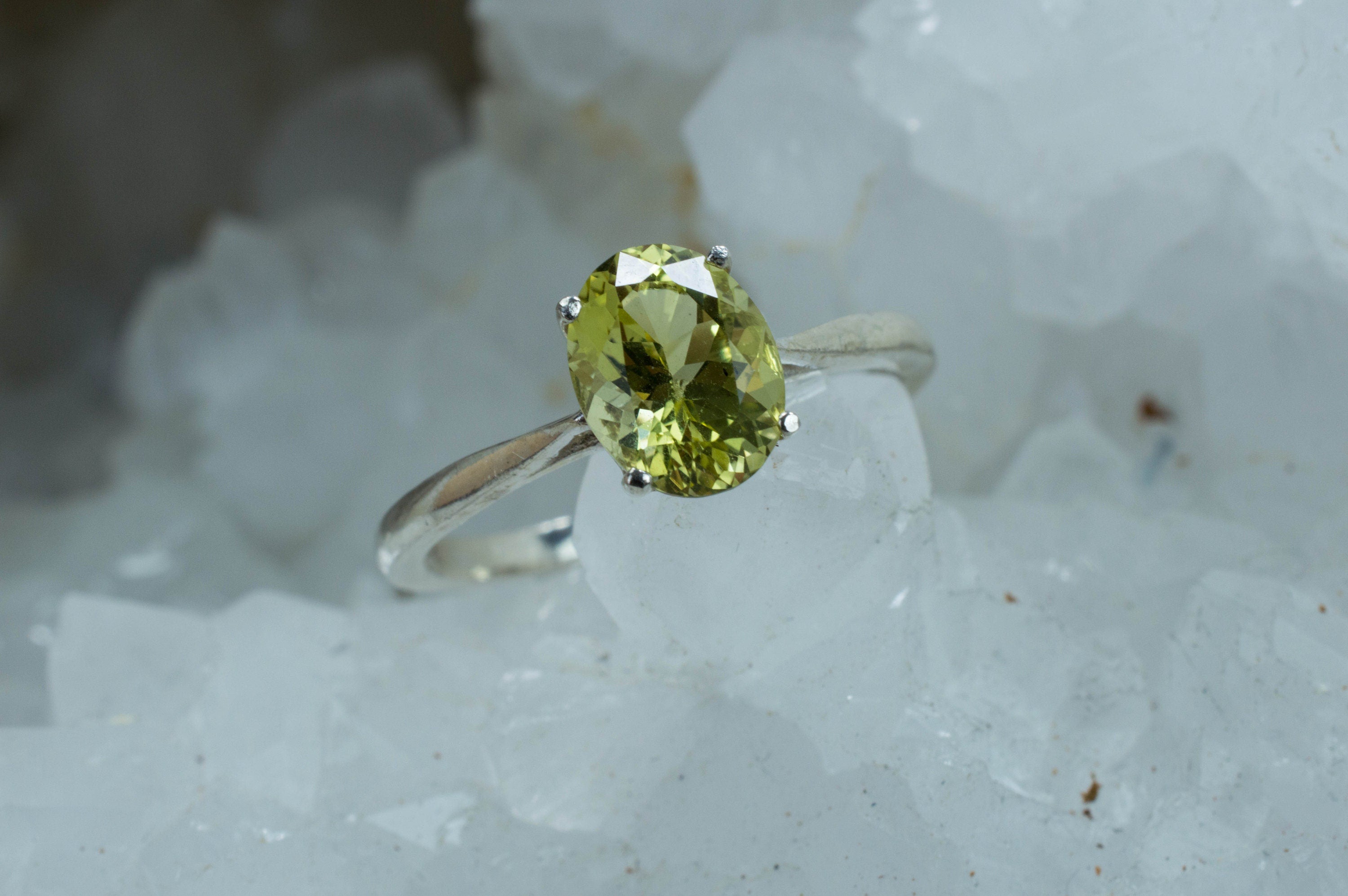 Lemon Quartz Sterling Silver Ring, Genuine Untreated Brazilian Quartz - Mark Oliver Gems