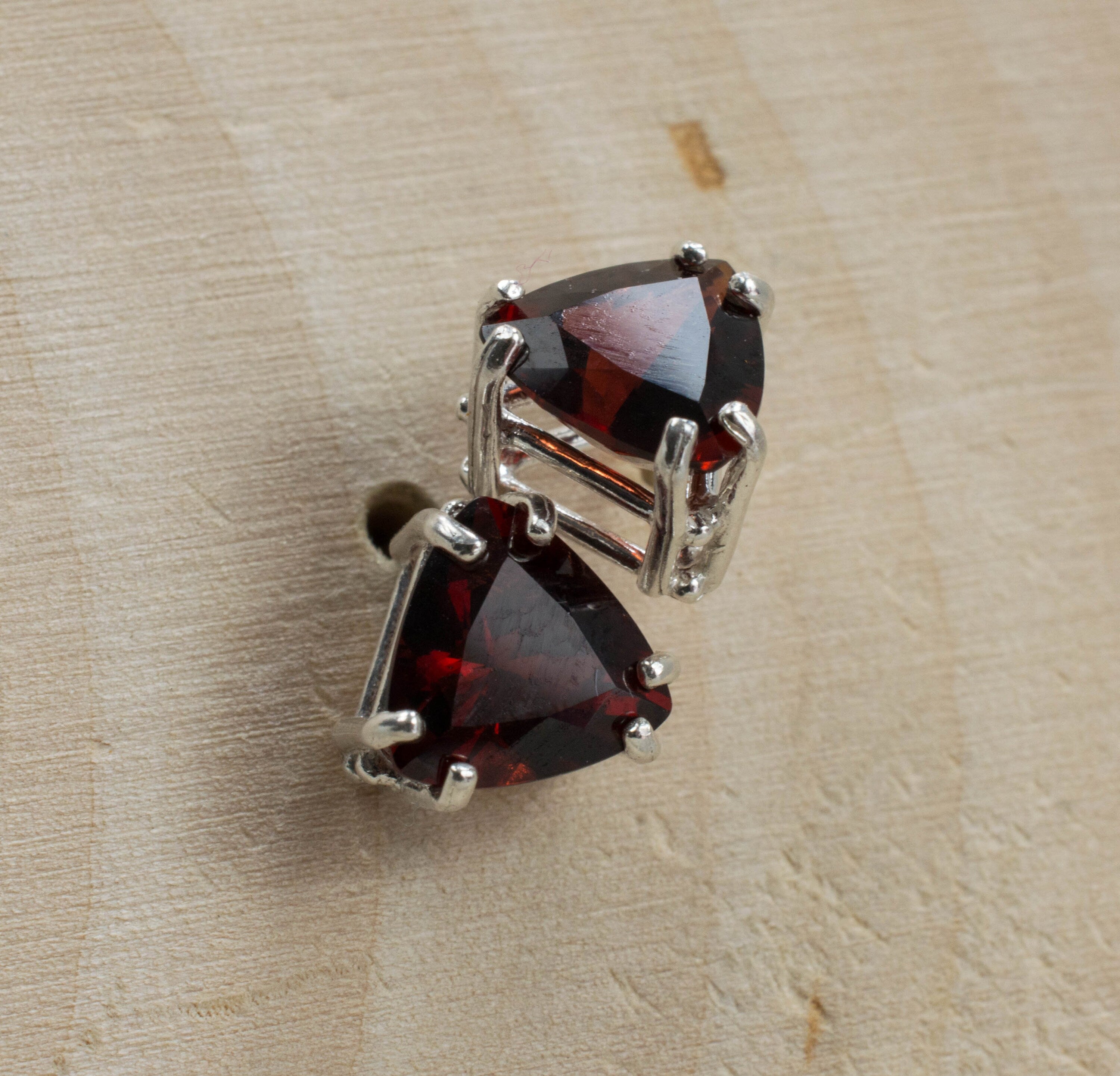 Umba Garnet Sterling Silver Earrings, Genuine Untreated Tanzanian Garnet; Garnet Studs - Mark Oliver Gems