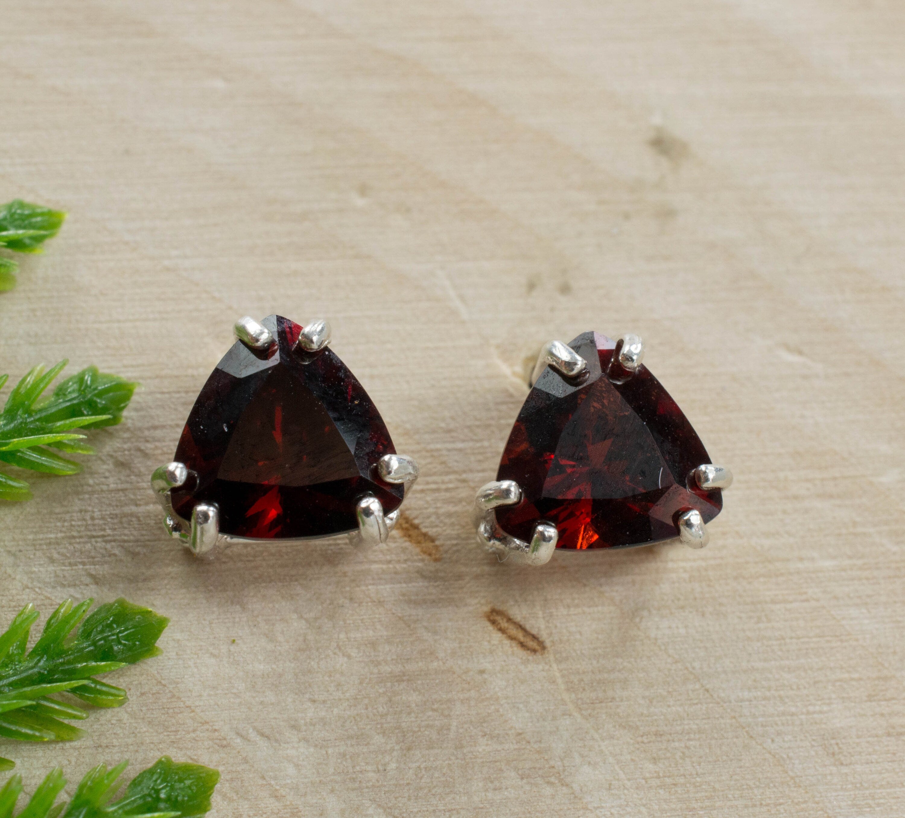 Umba Garnet Sterling Silver Earrings, Genuine Untreated Tanzanian Garnet; Garnet Studs - Mark Oliver Gems