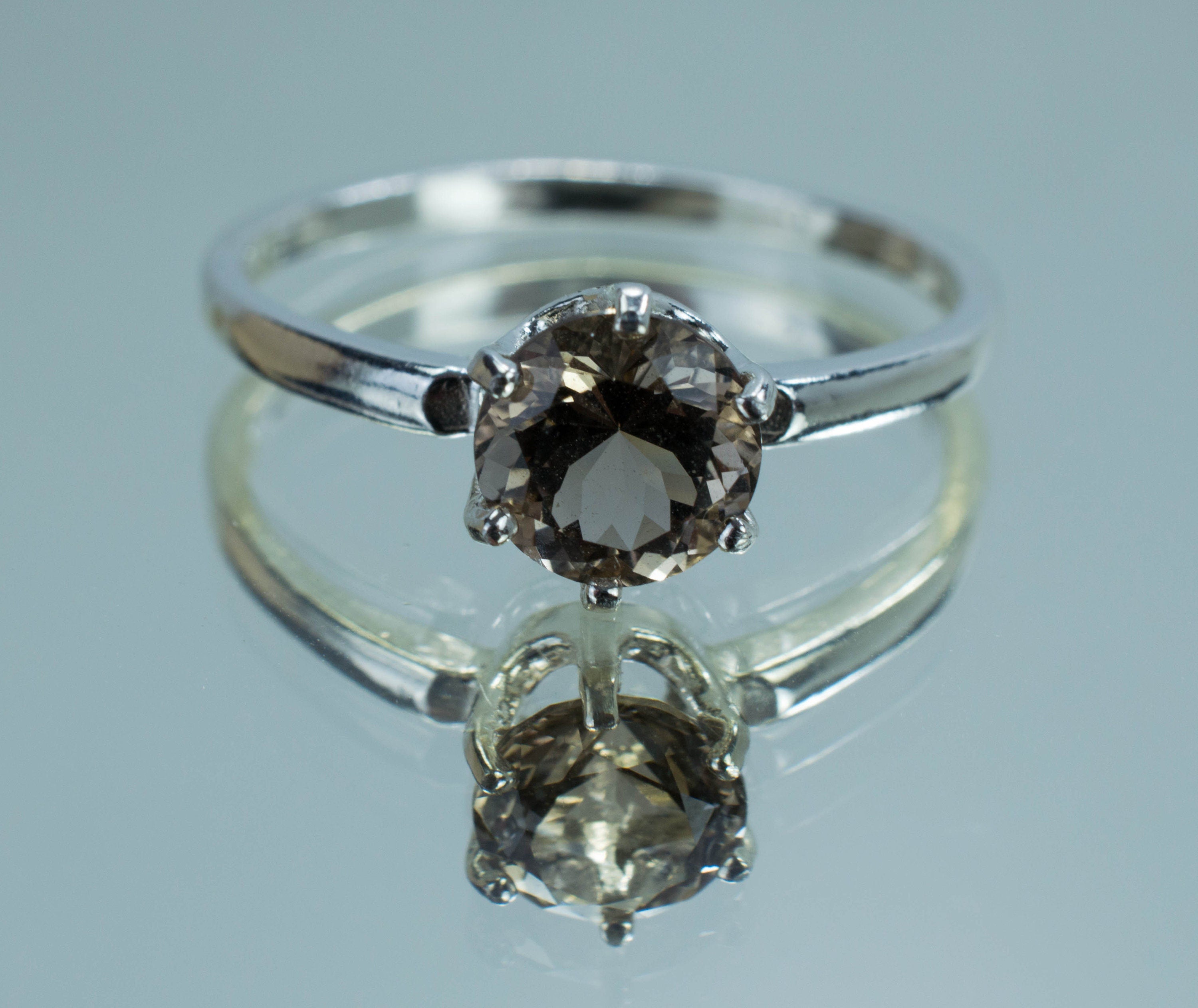 Smoky Quartz Sterling Silver Ring, Genuine Untreated USA Quartz; Smoky Quartz Ring; Smokey Quartz Ring - Mark Oliver Gems