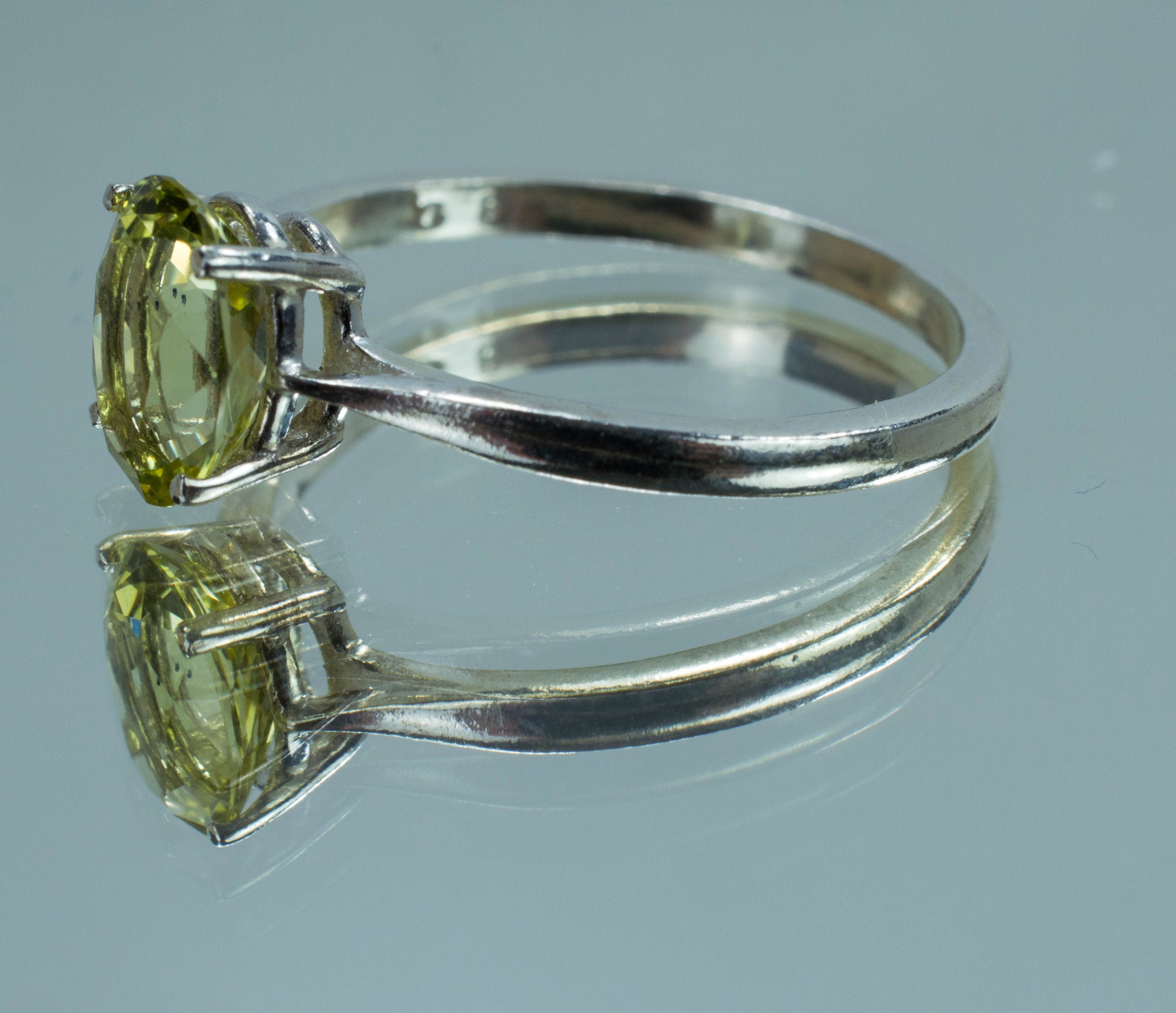 Lemon Quartz Sterling Silver Ring, Genuine Untreated Brazilian Quartz - Mark Oliver Gems