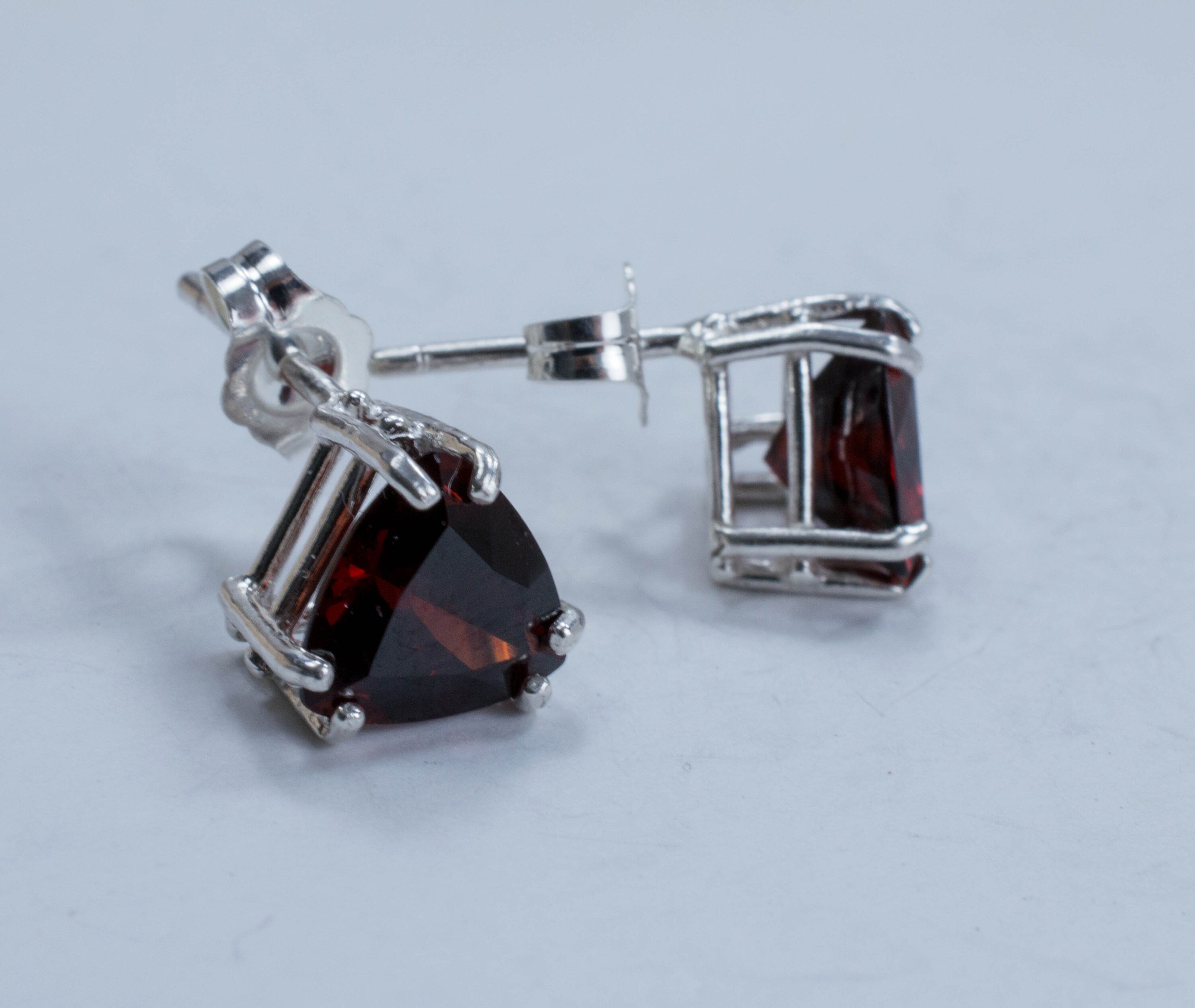 Umba Garnet Sterling Silver Earrings, Genuine Untreated Tanzanian Garnet; Garnet Studs - Mark Oliver Gems