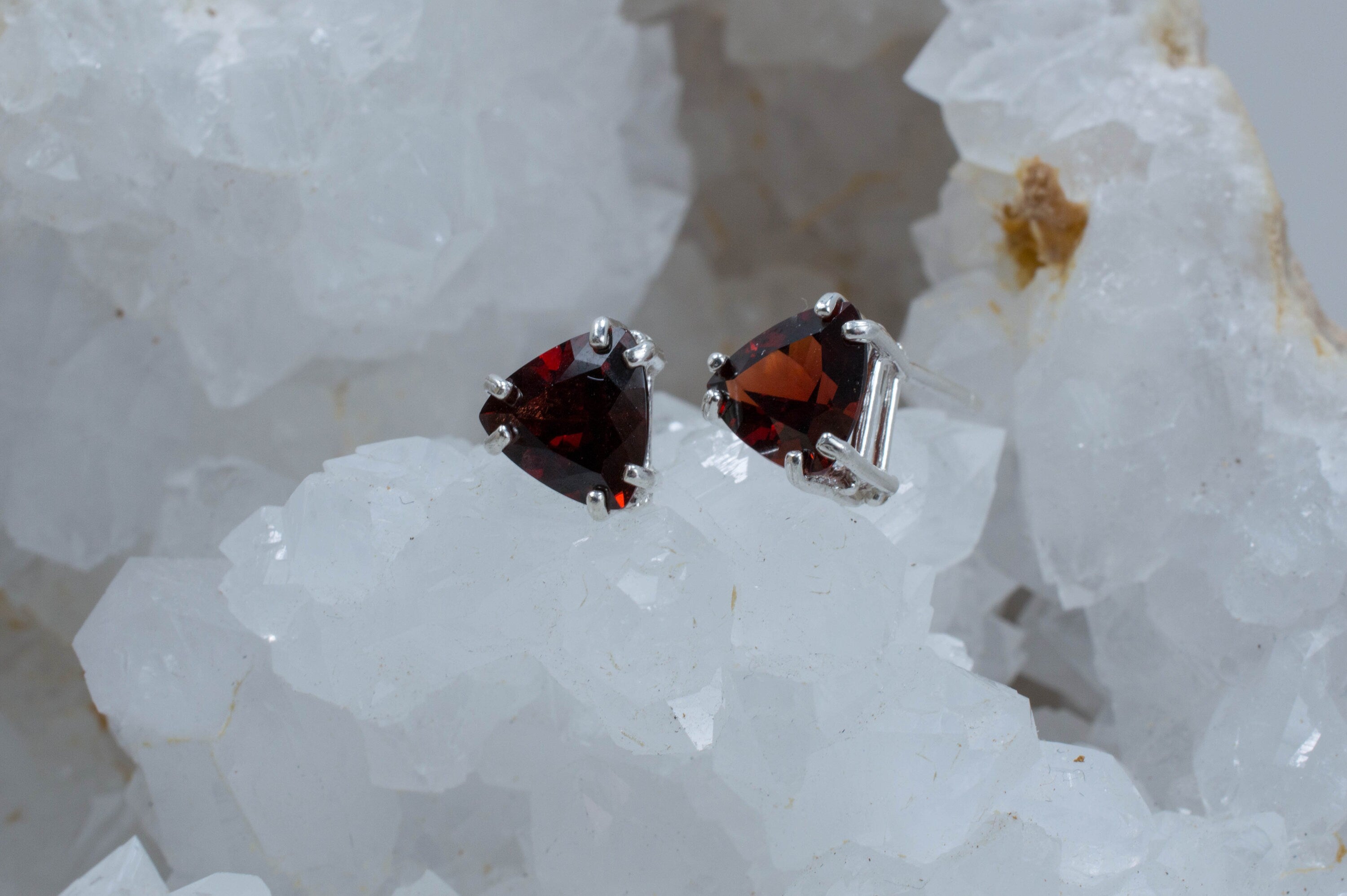 Umba Garnet Sterling Silver Earrings, Genuine Untreated Tanzanian Garnet; Garnet Studs - Mark Oliver Gems