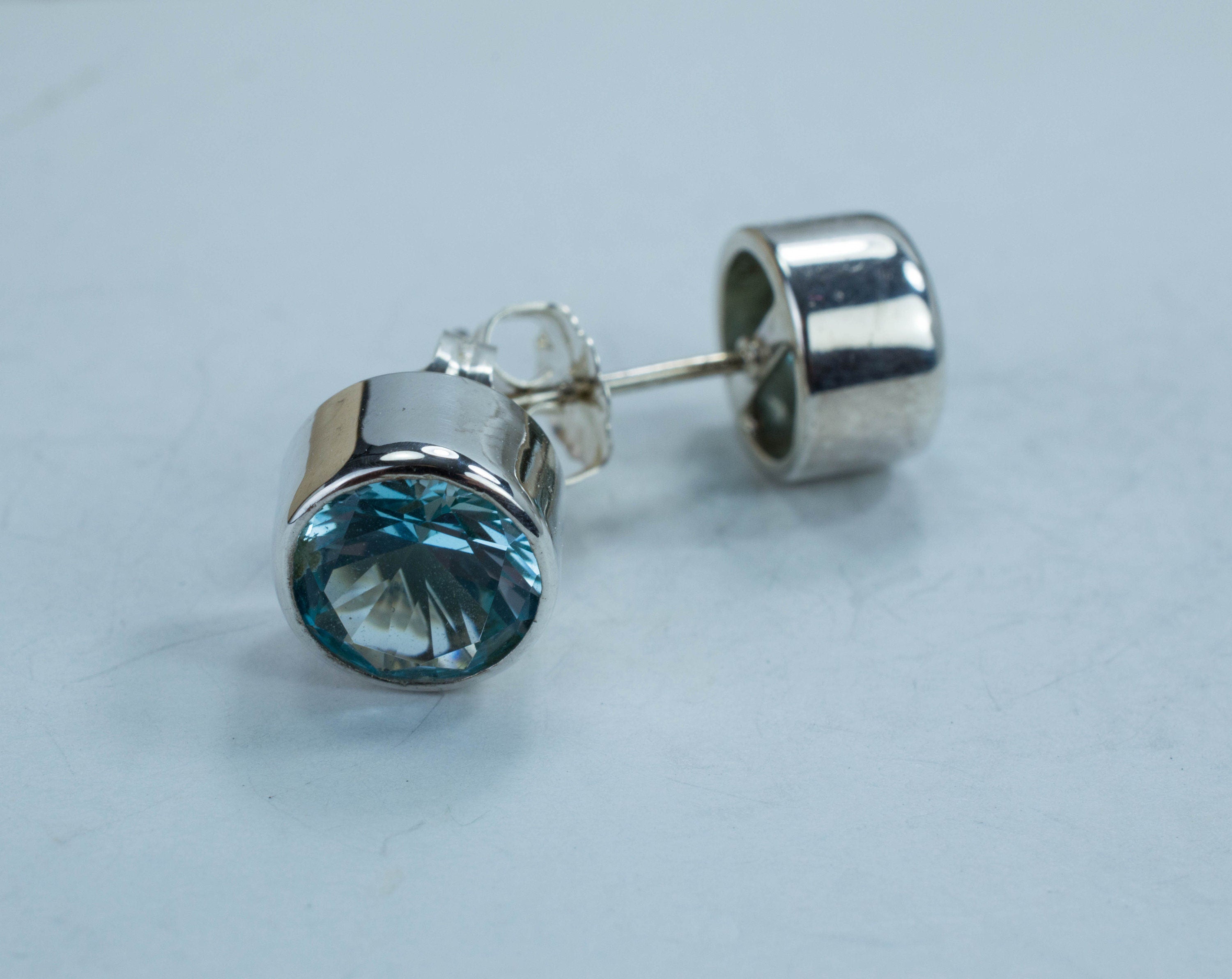 Blue Topaz Earrings; Genuine Brazil Topaz - Mark Oliver Gems