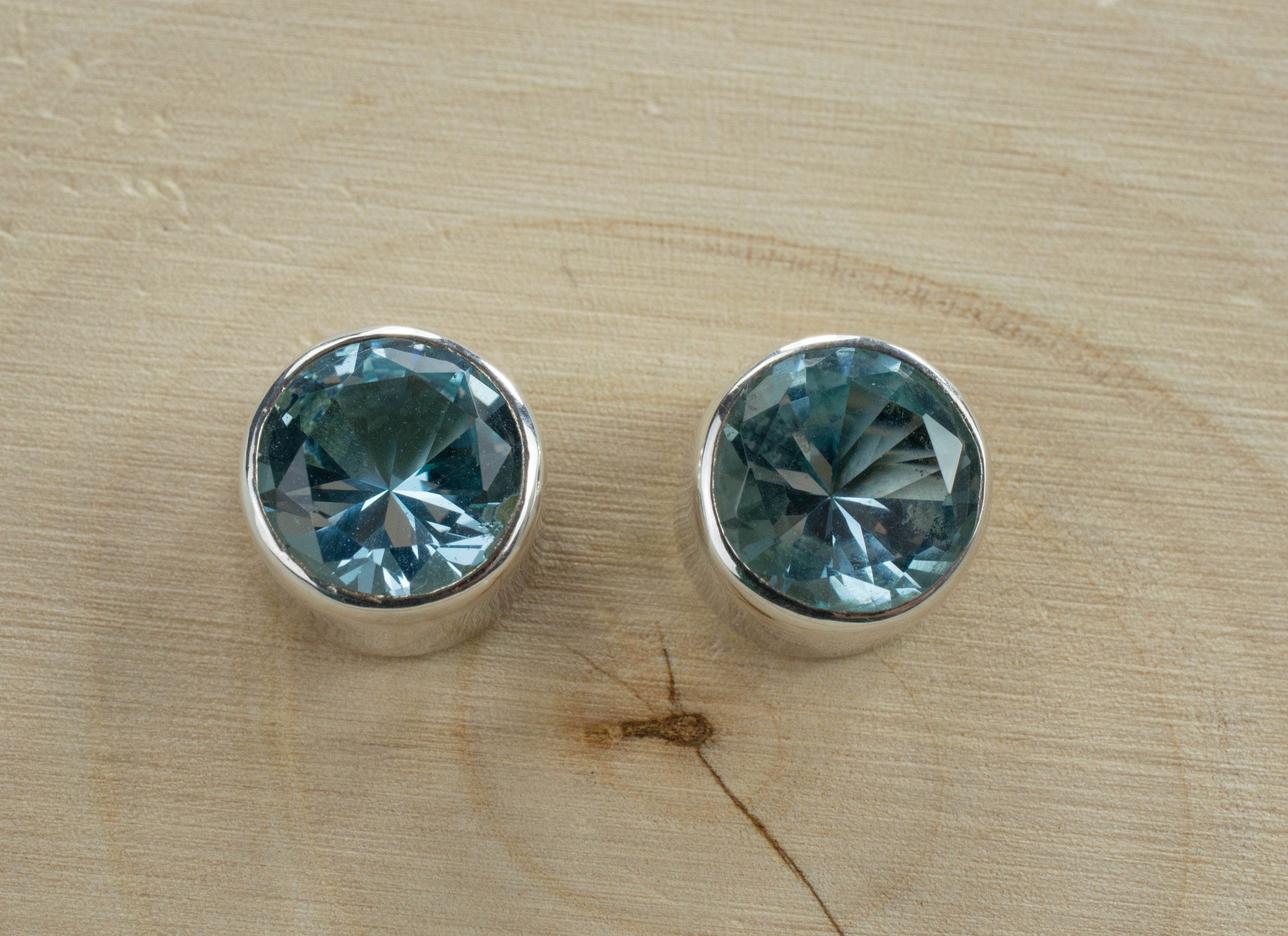 Blue Topaz Earrings; Genuine Brazil Topaz - Mark Oliver Gems