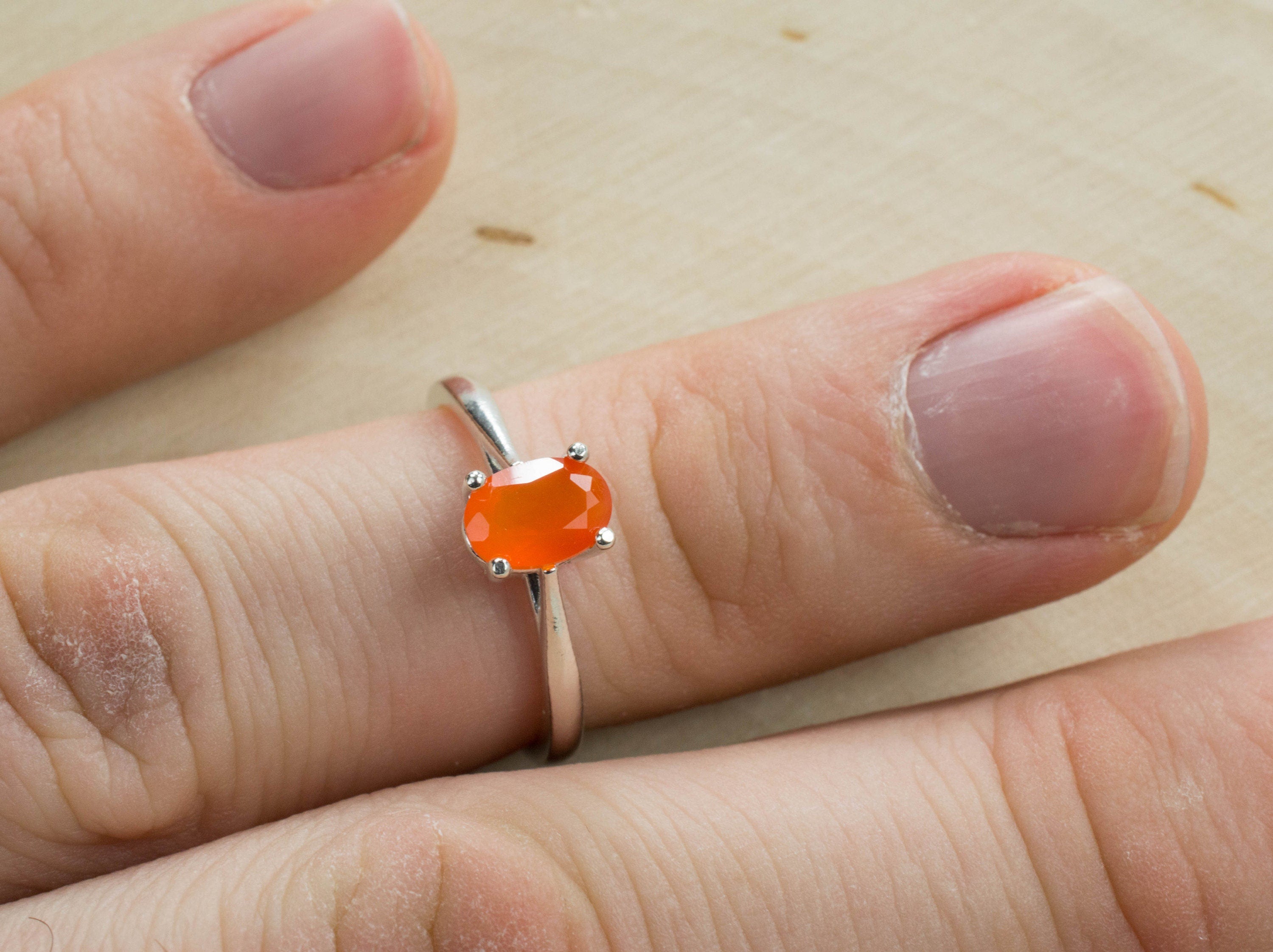 Carnelian Sterling Silver Ring, Genuine Untreated India Carnelian - Mark Oliver Gems