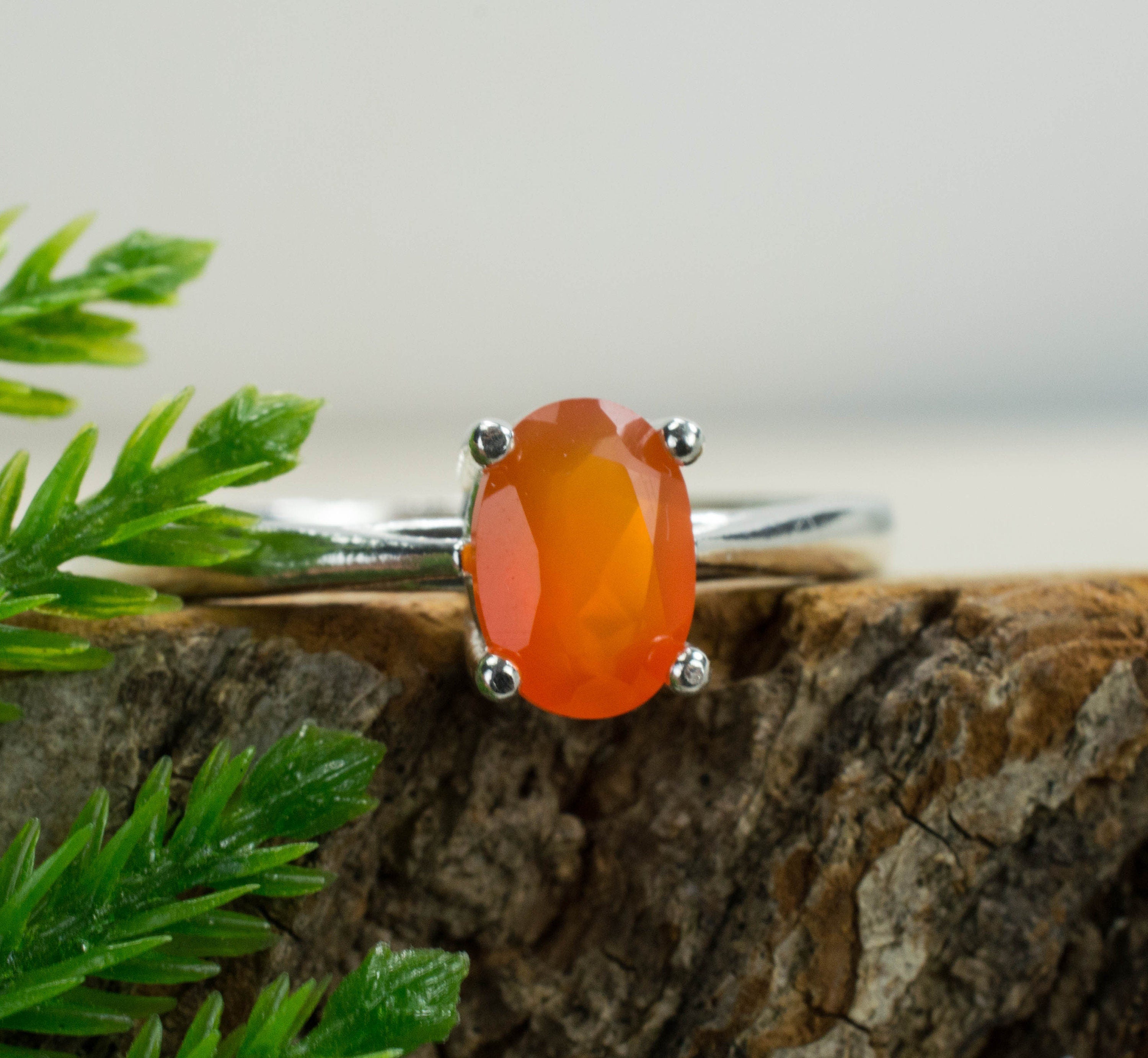 Carnelian Sterling Silver Ring, Genuine Untreated India Carnelian - Mark Oliver Gems