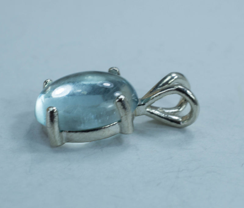 Aquamarine Sterling Silver Pendant; Genuine Untreated Madagascan Aquamarine