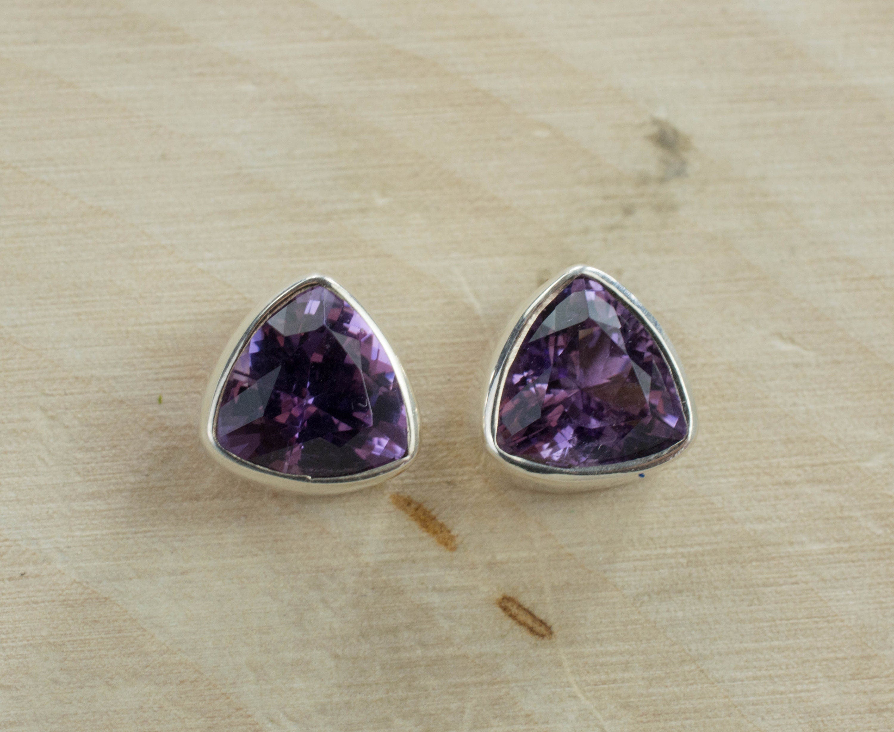 Amethyst Earrings, Genuine Untreated Brazilian Amethyst; 1.97cts - Mark Oliver Gems