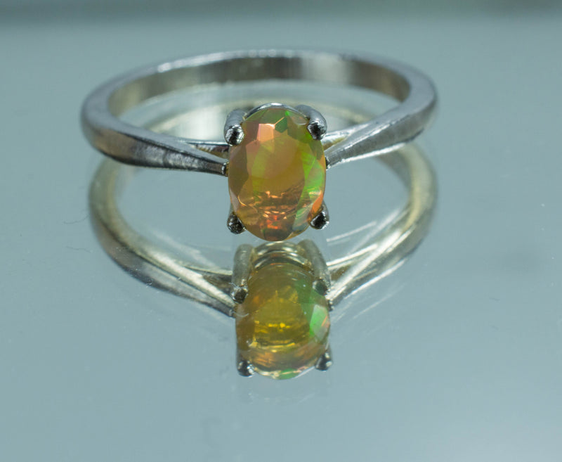 Ethiopian Opal Ring, Genuine Untreated Welo Opal; Opal Ring
