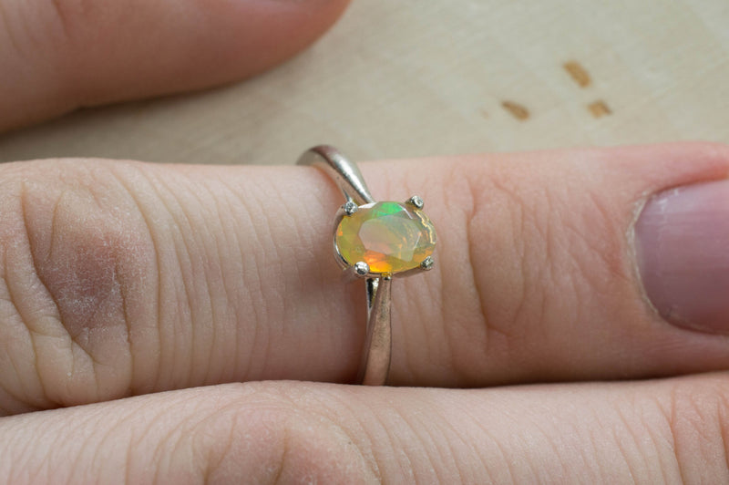 Ethiopian Opal Ring, Genuine Untreated Welo Opal; Opal Ring