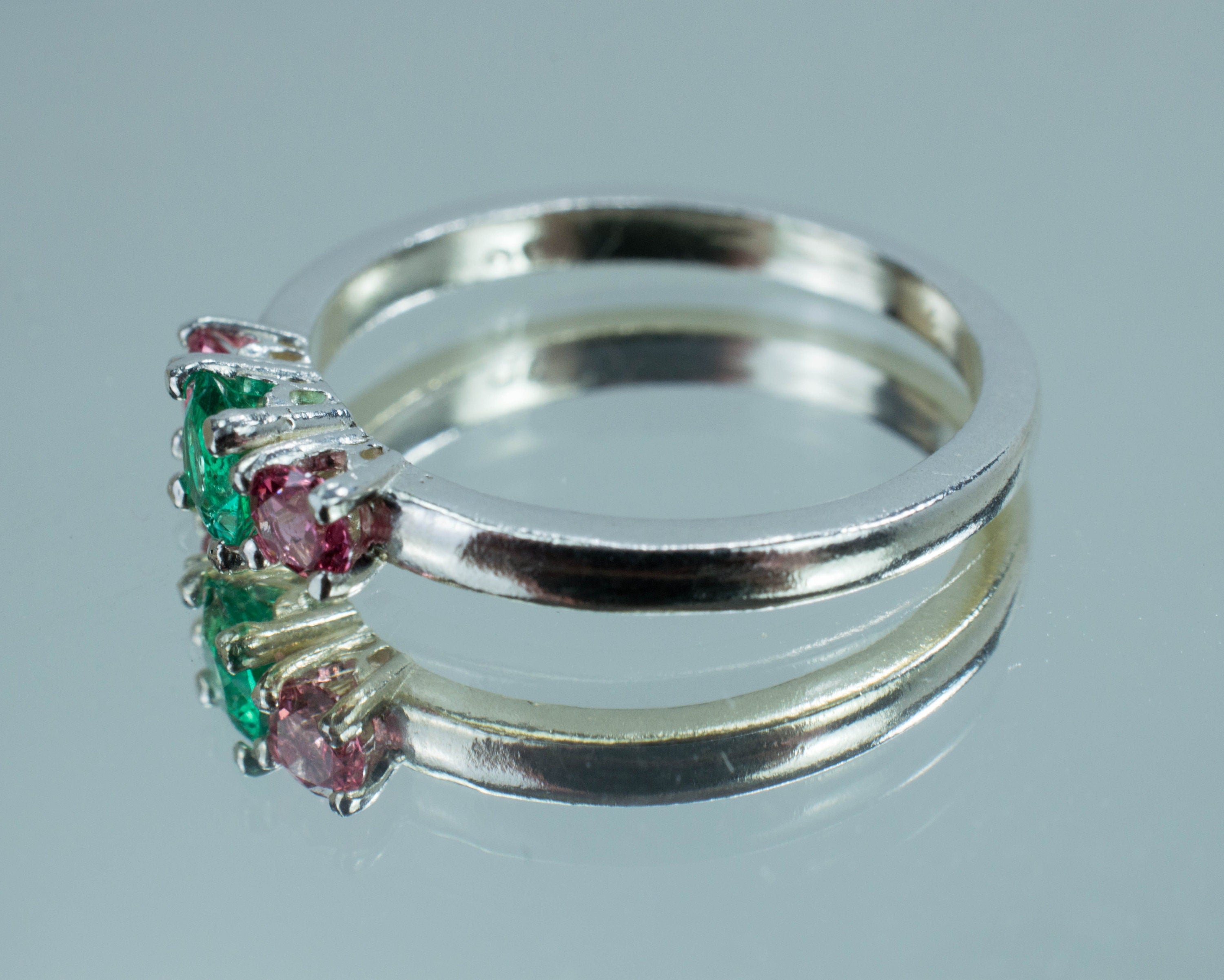 Emerald and Spinel Ring; Genuine Untreated Colombian Emerald and Vietnam Spinel; Emerald Ring; Pink Spinel Ring - Mark Oliver Gems