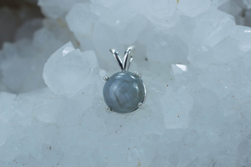 Gray Star Sapphire Sterling Silver Pendant; Genuine Untreated Burmese Star Sapphire; Star Sapphire Pendant