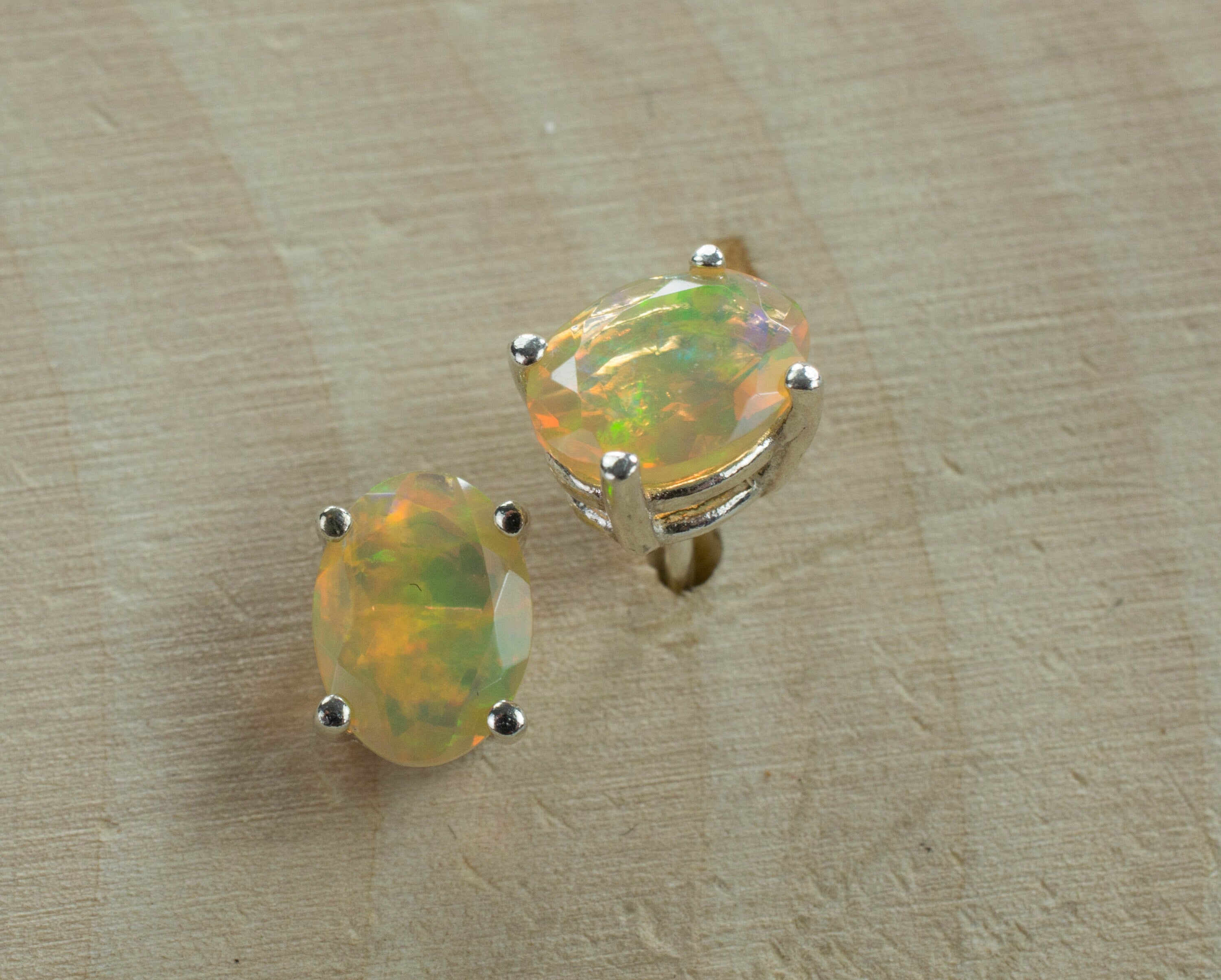Ethiopian Opal Sterling Silver Earrings, Genuine Untreated Ethiopian Opals; 1.400cts - Mark Oliver Gems