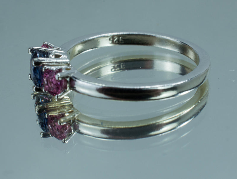 Blue Spinel and Pink Spinel Sterling Silver Ring, Genuine Untreated Spinel; Blue Spinel Ring; Pink Spinel Ring