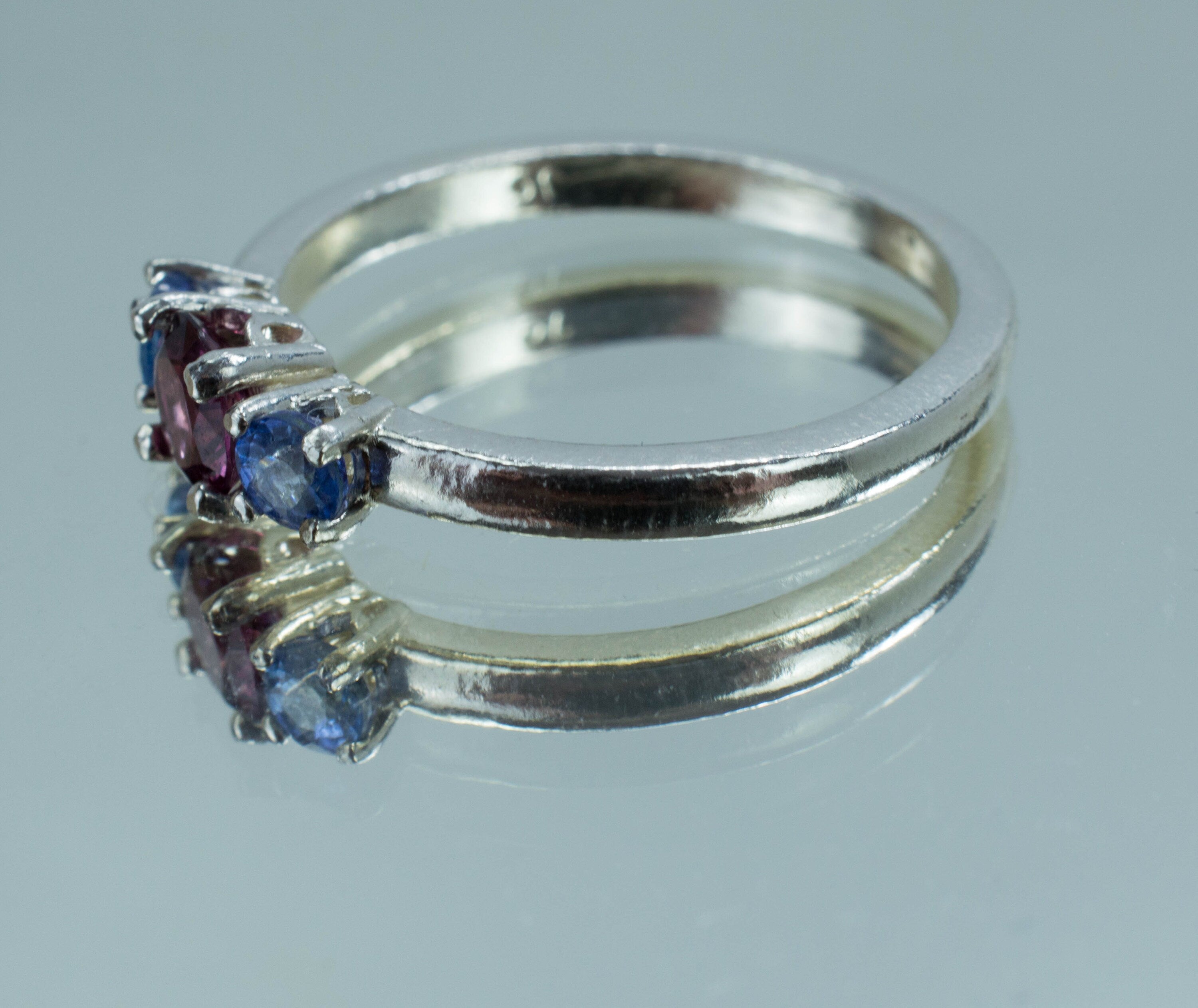 Pink Spinel and Tanzanite Sterling Silver Ring, Genuine Untreated Spinel and Tanzanite; Tanzanite Ring; Pink Spinel Ring - Mark Oliver Gems