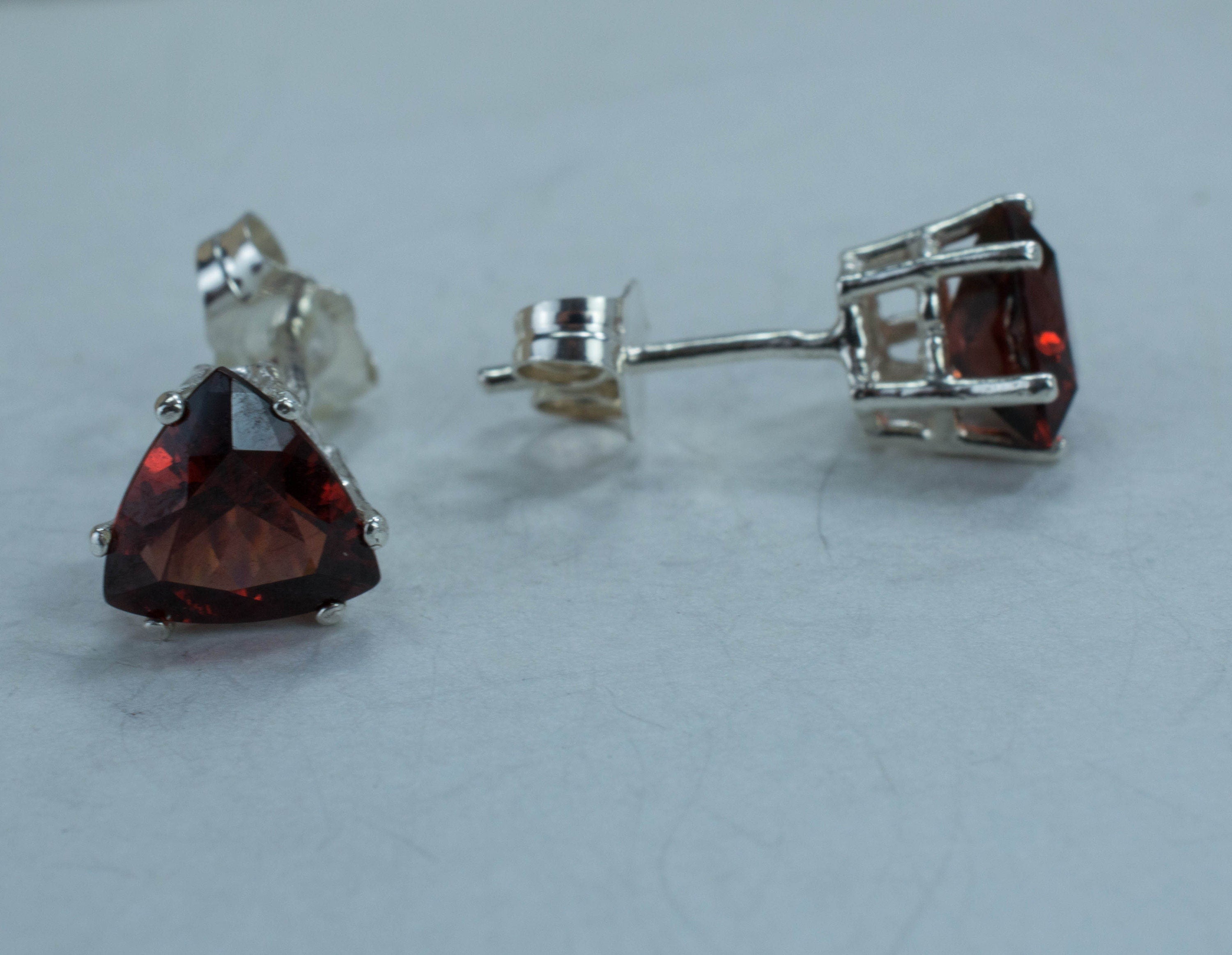 Mozambique Garnet Sterling Silver Earrings; Genuine Untreated Pyrope Garnet; Pyrope Earrings - Mark Oliver Gems