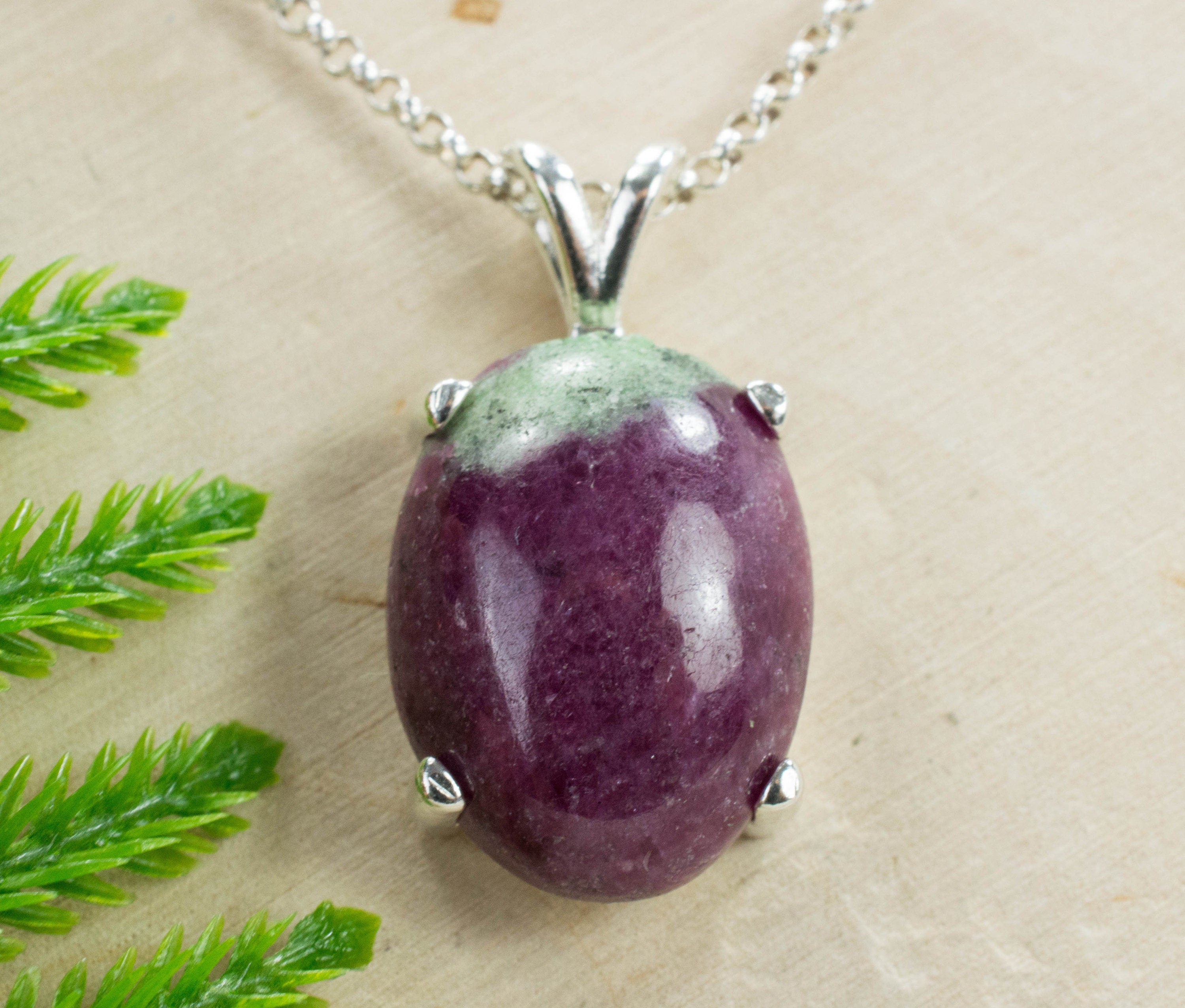 Ruby Zoisite Sterling Silver Pendant; Genuine Untreated Tanzanian Anyolite - Mark Oliver Gems