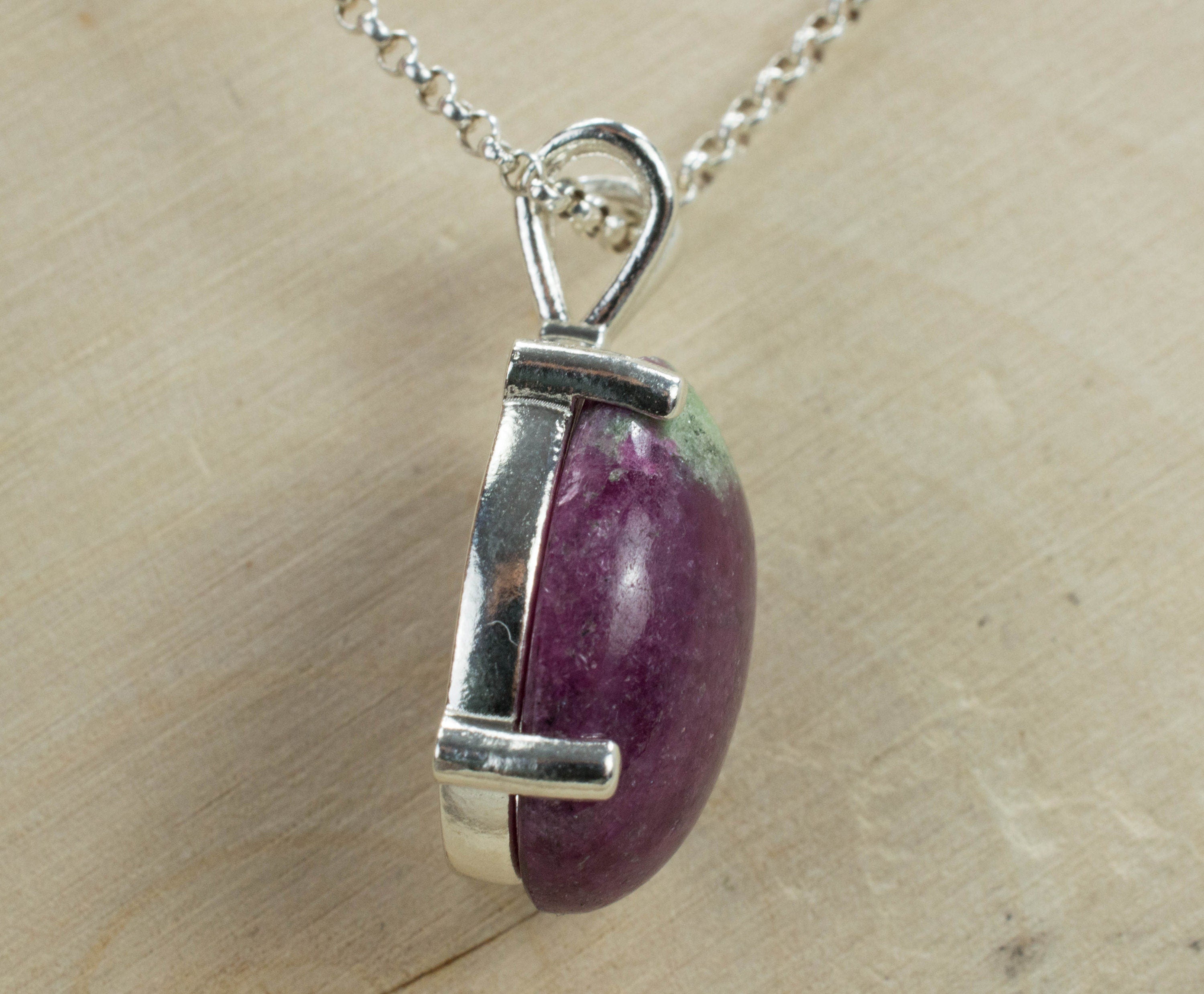 Ruby Zoisite Sterling Silver Pendant; Genuine Untreated Tanzanian Anyolite - Mark Oliver Gems