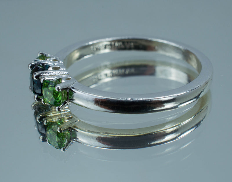 Indicolite Tourmaline and Demantoid Garnet Ring, Genuine Brazilian Indicolite and Demantoid Garnet; Demantoid Ring