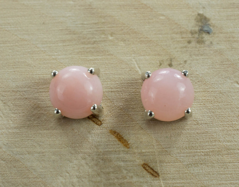 Pink Opal Sterling Silver Earrings, Genuine Untreated Peru Opal; Opal Earrings