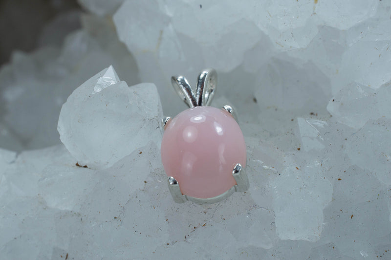 Pink Opal Sterling Silver Pendant, Genuine Untreated Peru Opal; Opal Pendant