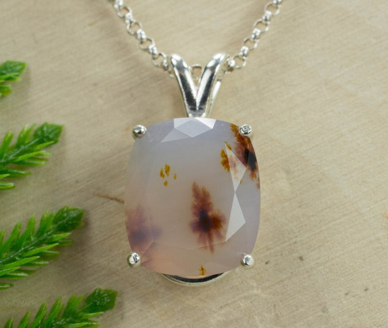 Montana Moss Agate Sterling Silver Pendant, Genuine Untreated USA Agate