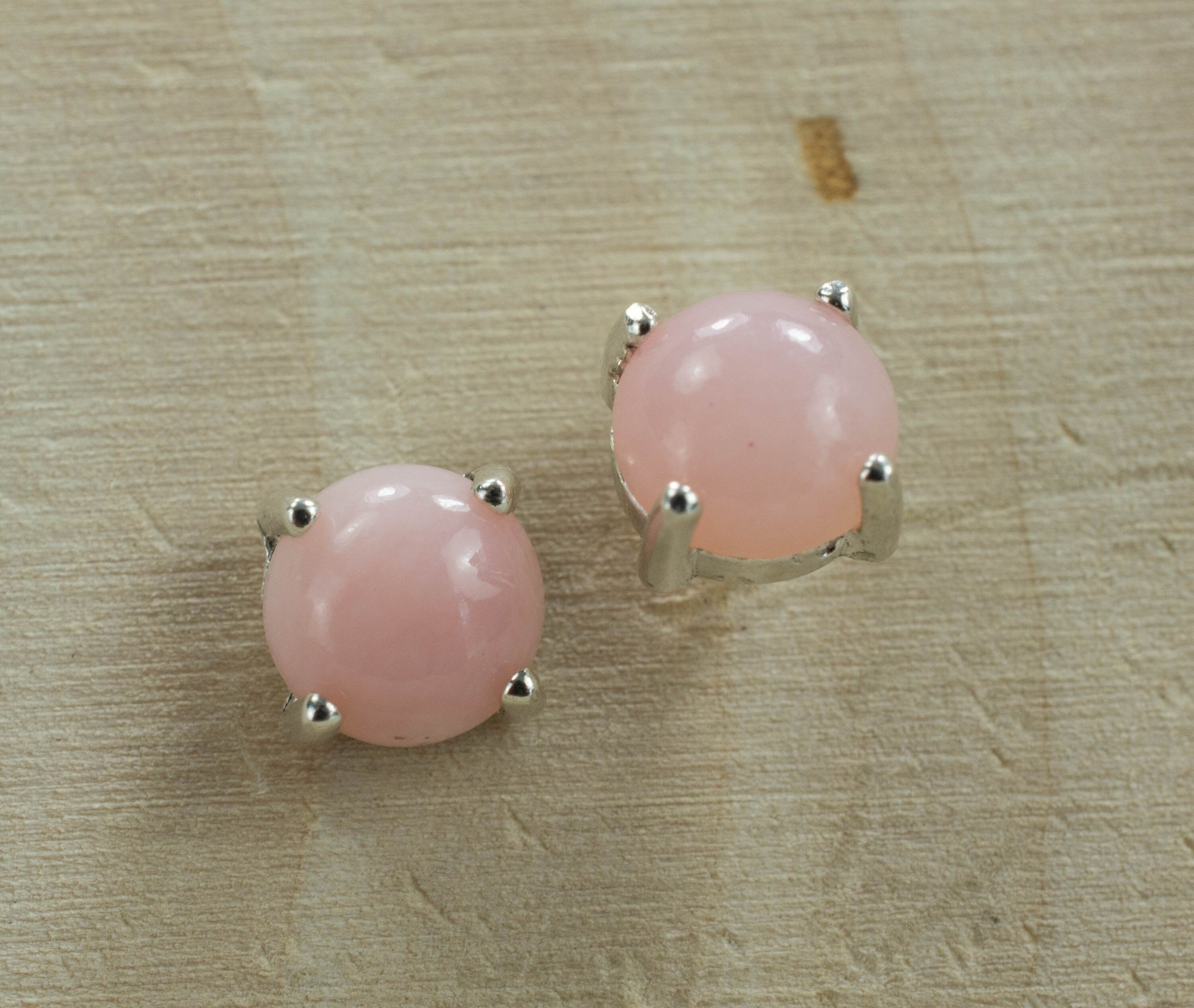 Pink Opal Sterling Silver Earrings, Genuine Untreated Peru Opal; Opal Earrings - Mark Oliver Gems