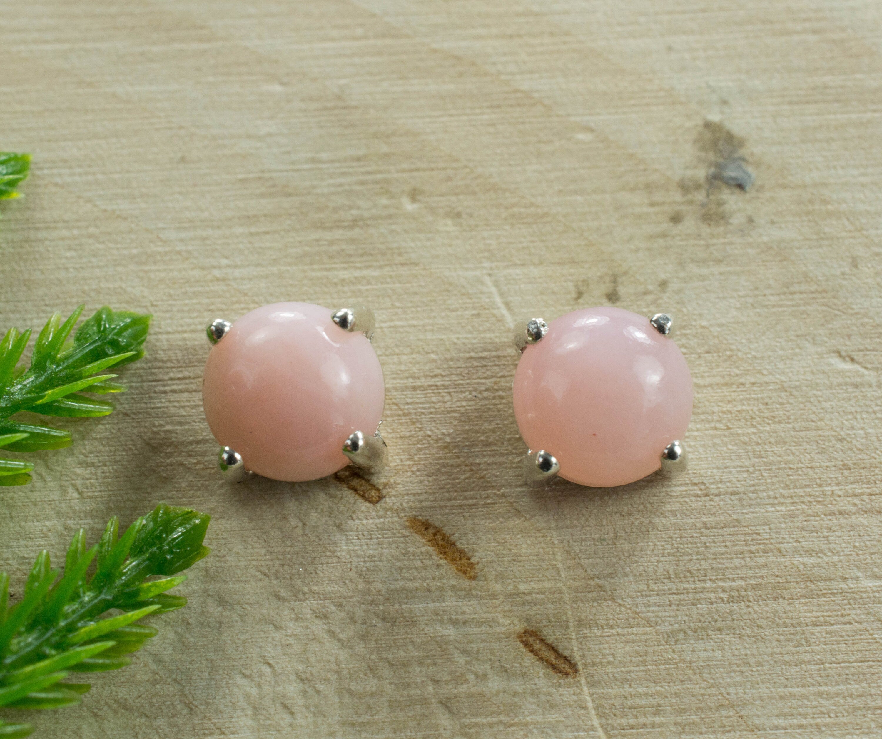 Pink Opal Sterling Silver Earrings, Genuine Untreated Peru Opal; Opal Earrings - Mark Oliver Gems