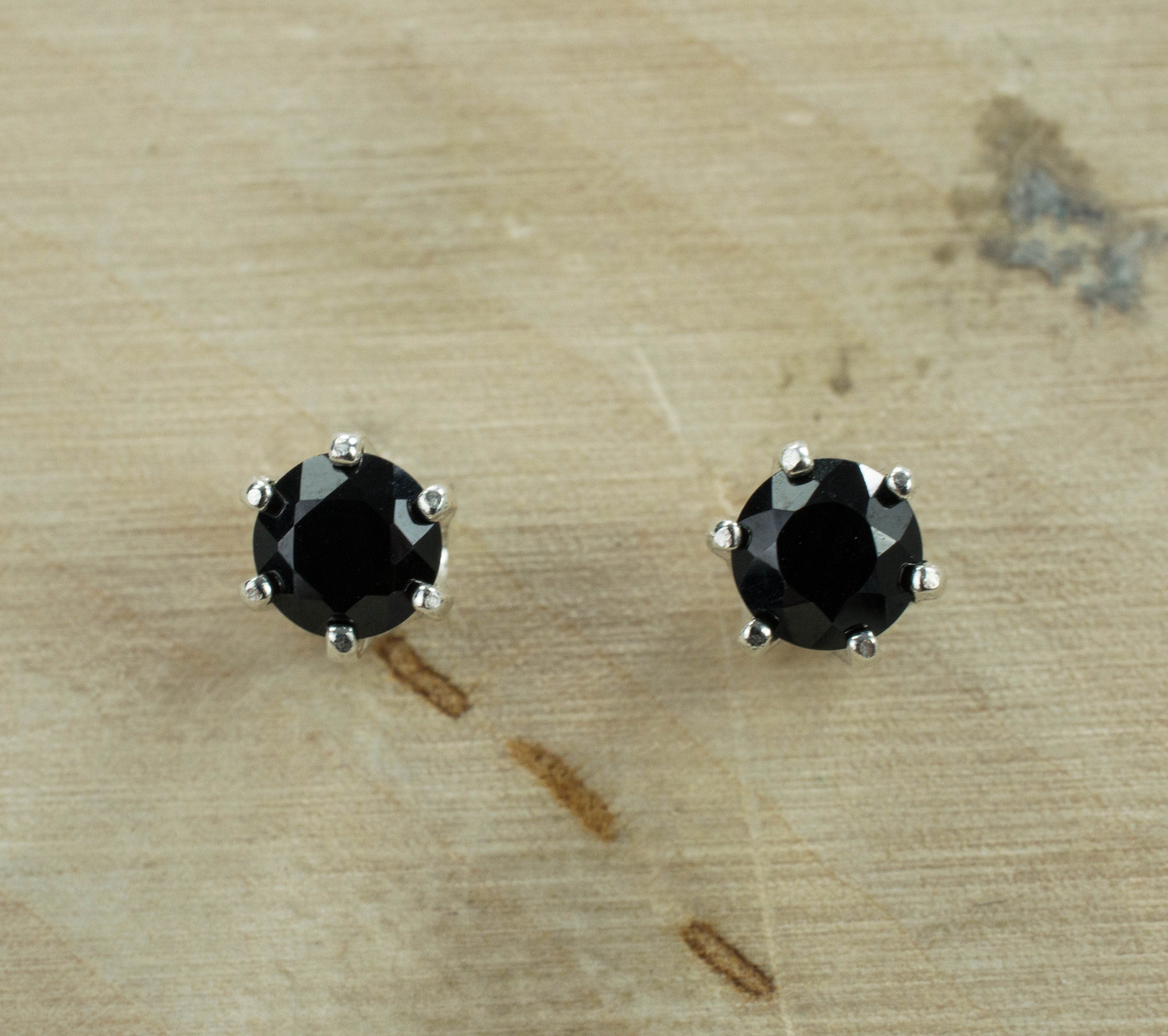 Black Spinel Sterling Silver Earrings; Genuine Untreated Thailand Spinel; 0.650cts - Mark Oliver Gems