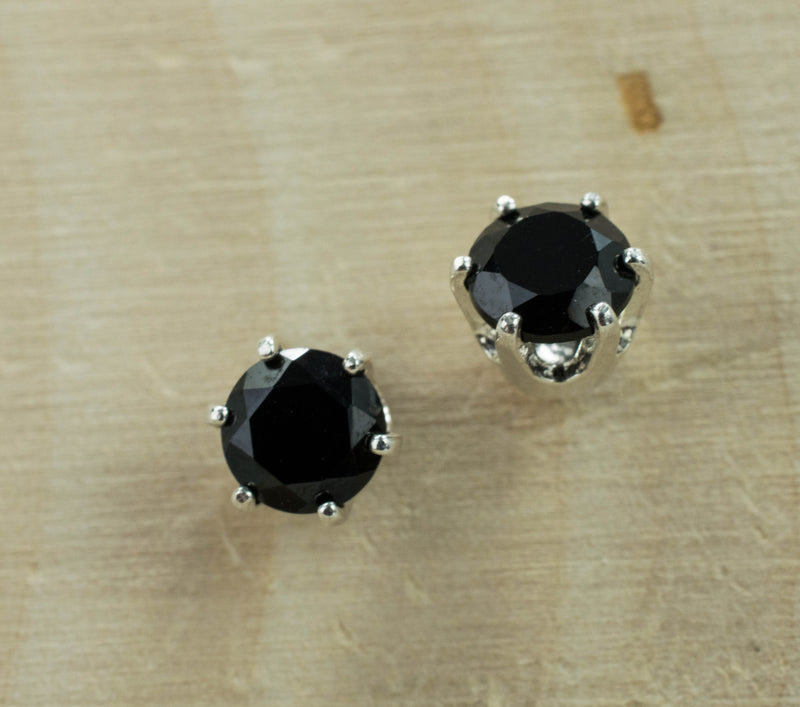 Black Spinel Sterling Silver Earrings; Genuine Untreated Thailand Spinel; 1.280cts