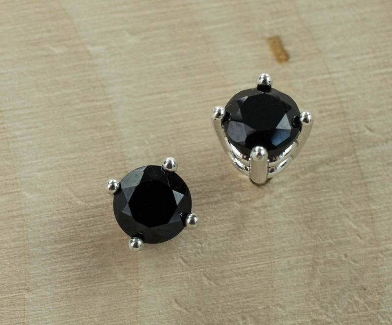 Black Spinel Sterling Silver Earrings; Genuine Untreated Thailand Spinel; 1.365cts