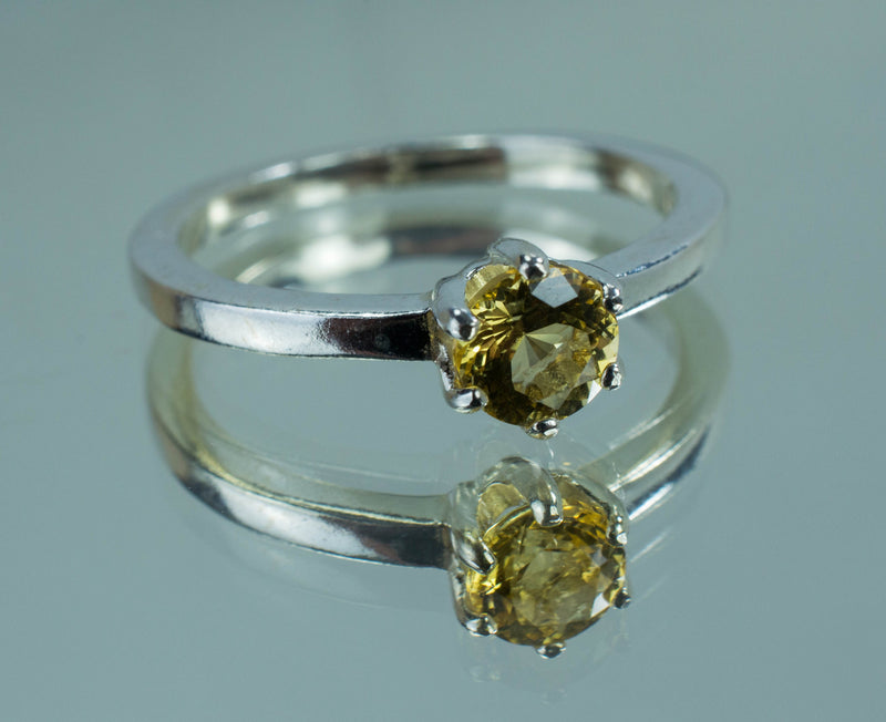 Heliodor Sterling Silver Ring, Genuine Untreated Ukraine Heliodor; Golden Beryl Ring; Heliodor Ring