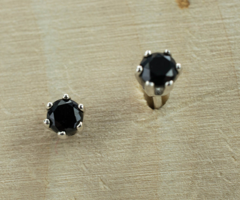 Black Spinel Sterling Silver Earrings; Genuine Untreated Thailand Spinel; 0.285cts