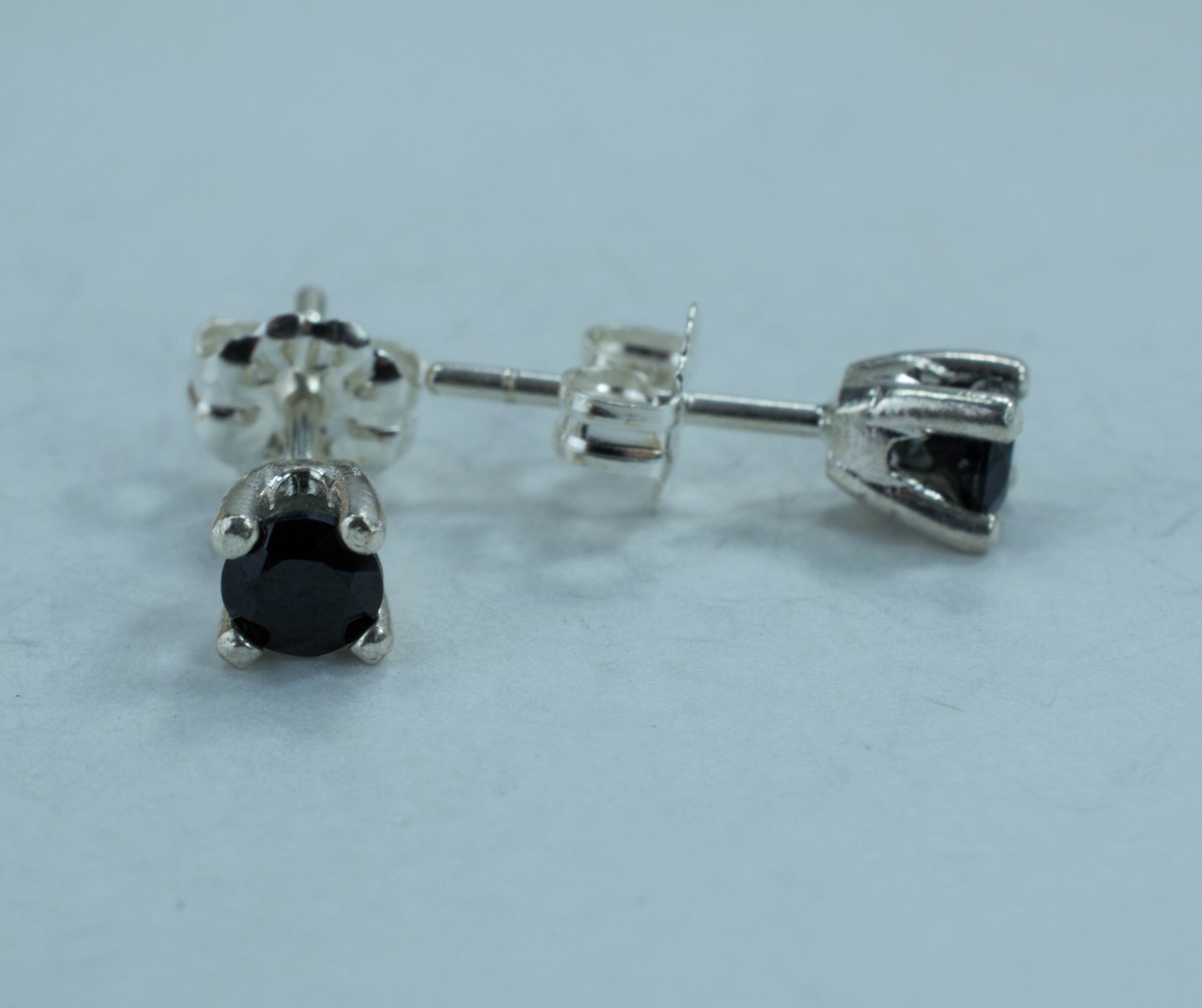 Black Spinel Sterling Silver Earrings; Genuine Untreated Thailand Spinel; 0.540cts - Mark Oliver Gems