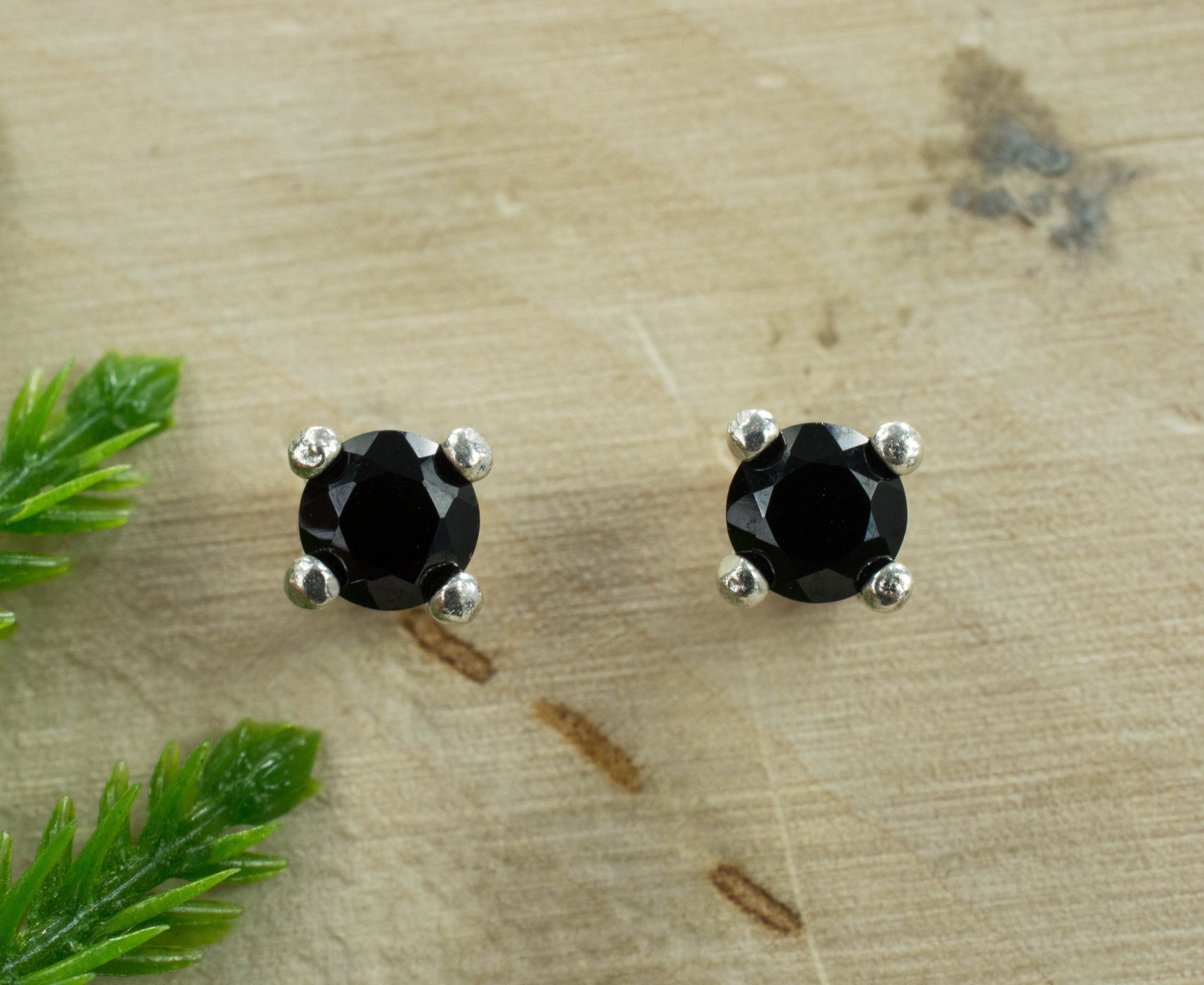 Black Spinel Sterling Silver Earrings; Genuine Untreated Thailand Spinel; 0.540cts - Mark Oliver Gems