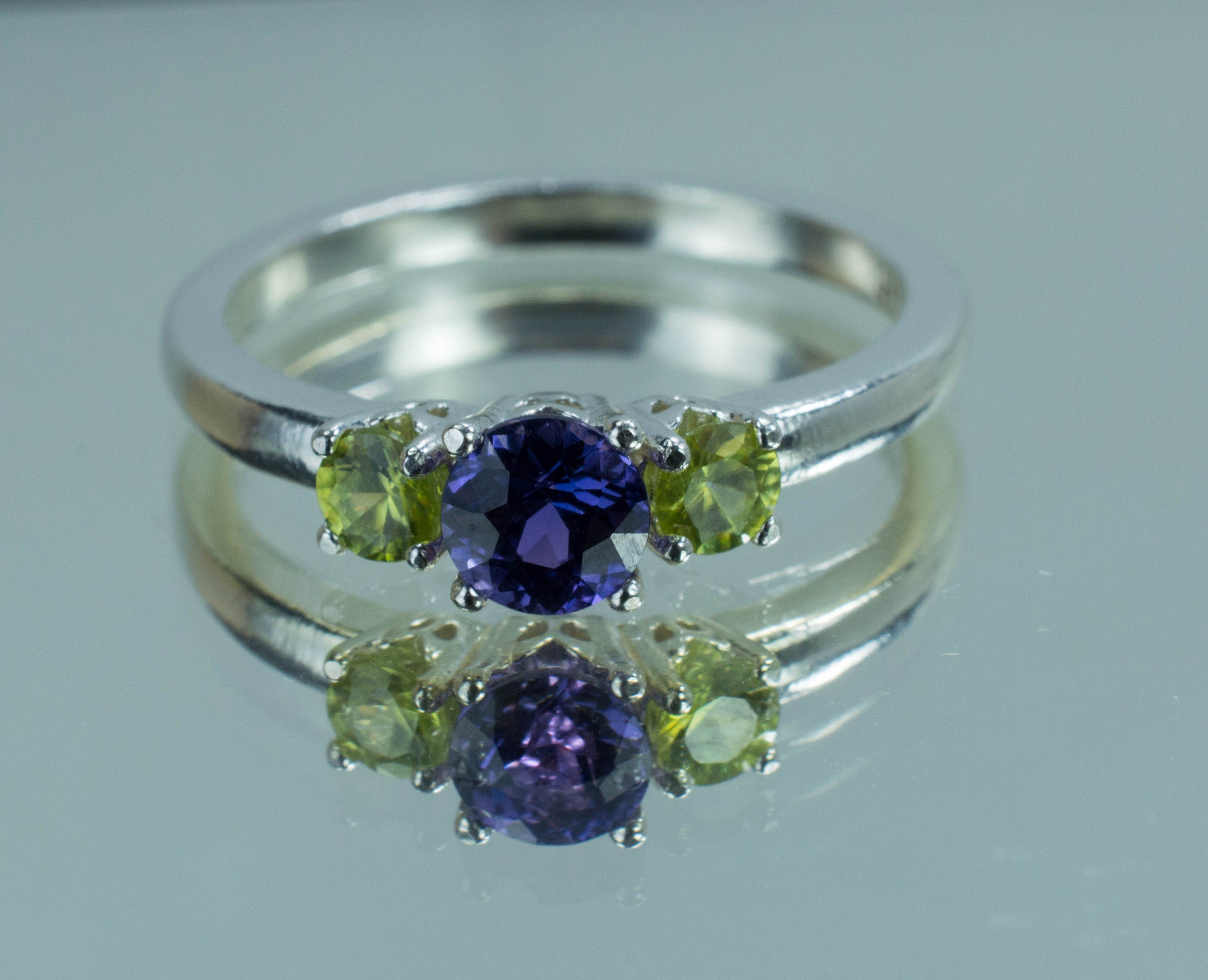 Purple Sapphire and Sphene Ring, Genuine Untreated Sapphire and Sphene; Sapphire Ring; Sphene Ring - Mark Oliver Gems