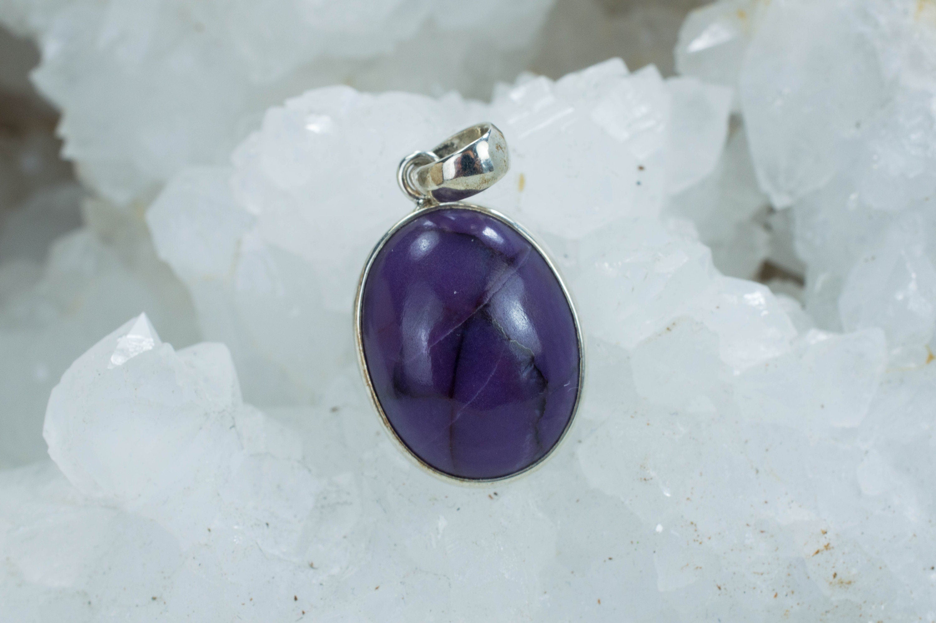 Sugilite Sterling Silver Pendant; Genuine Untreated South African Sugilite; 22.025cts - Mark Oliver Gems
